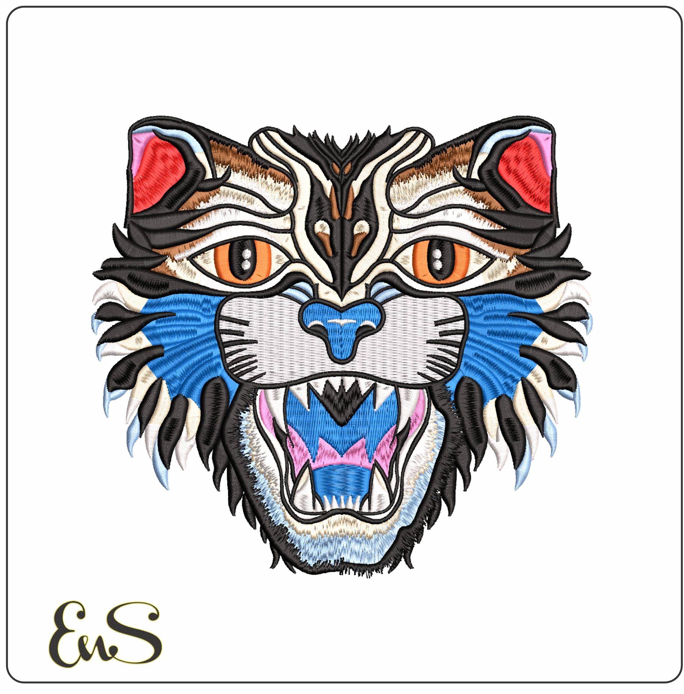Gucci Snaring Cat - Elegant embroidery design file - instant download