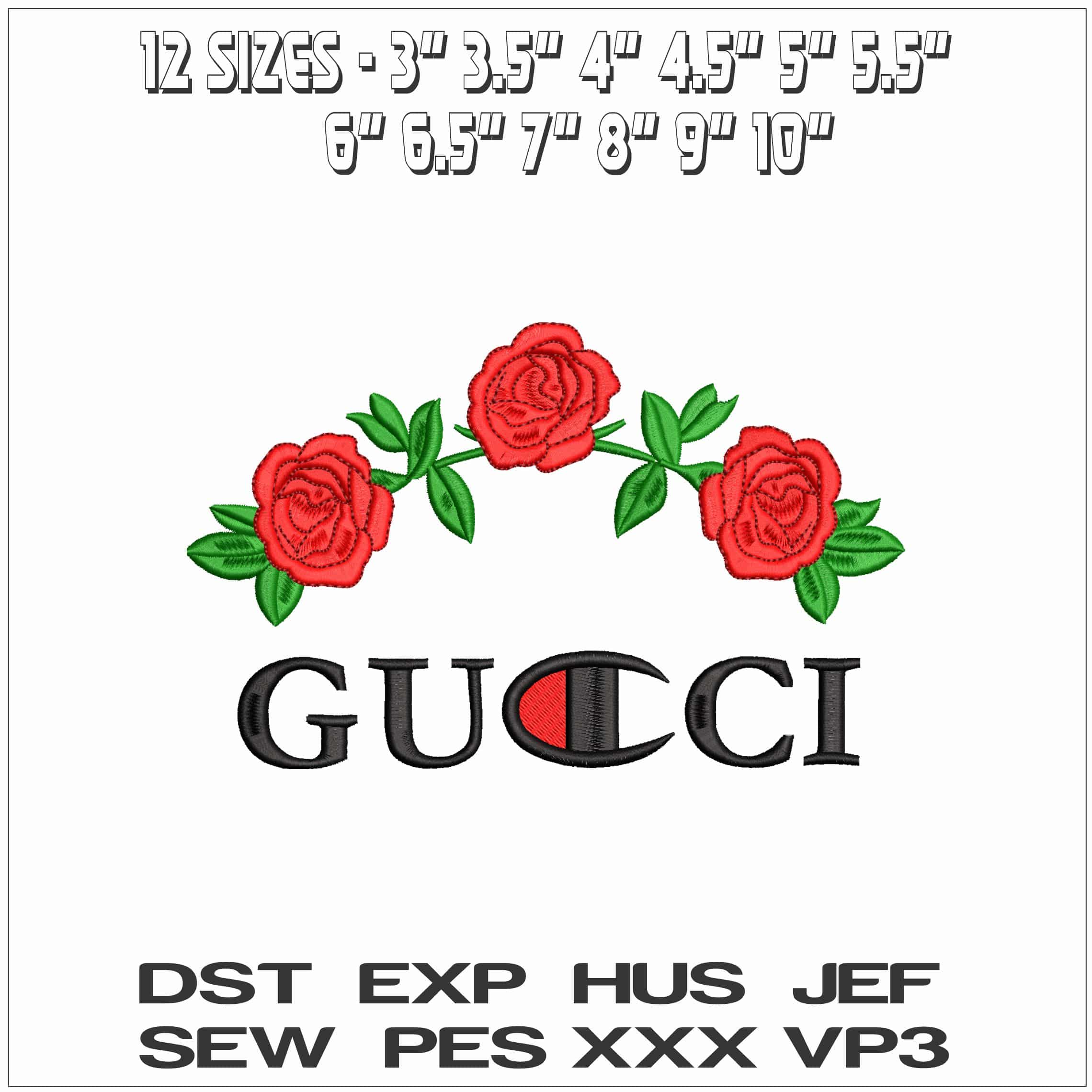Gucci with Flower - Elegant embroidery design file - instant download — view 2