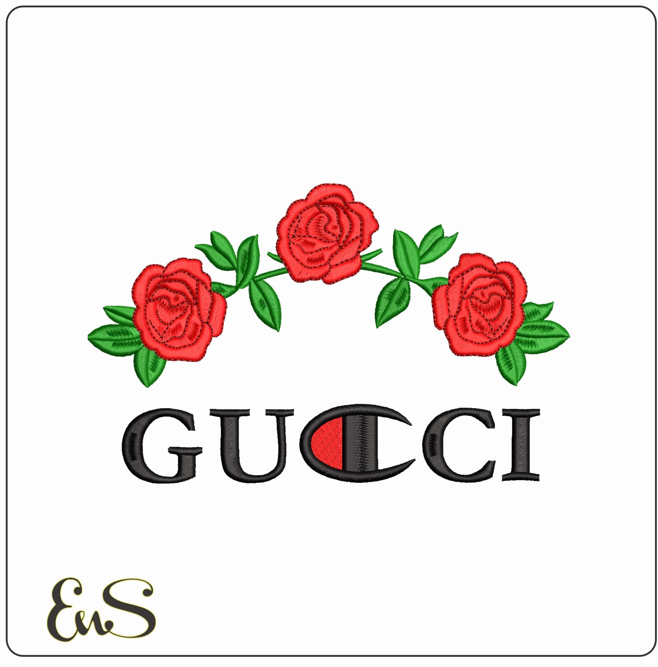 Gucci with Flower - Elegant embroidery design file - instant download