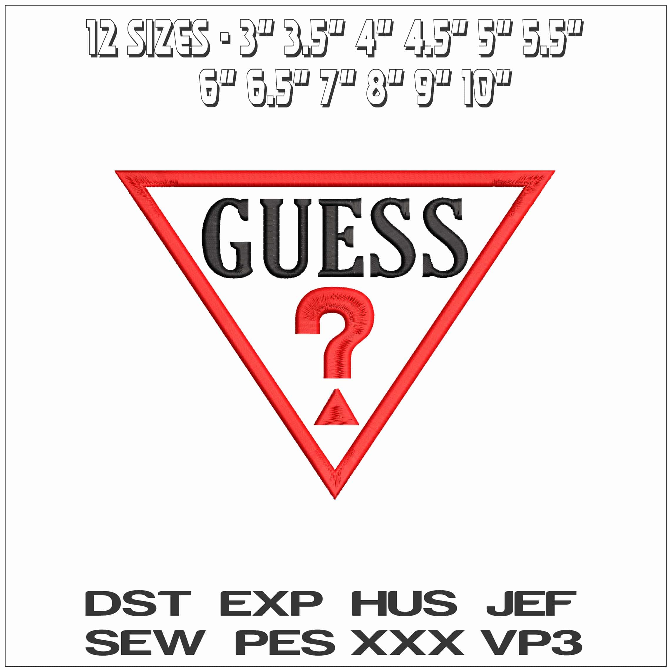 Guess Question Mark Logo - Elegant embroidery design file - instant download — view 2