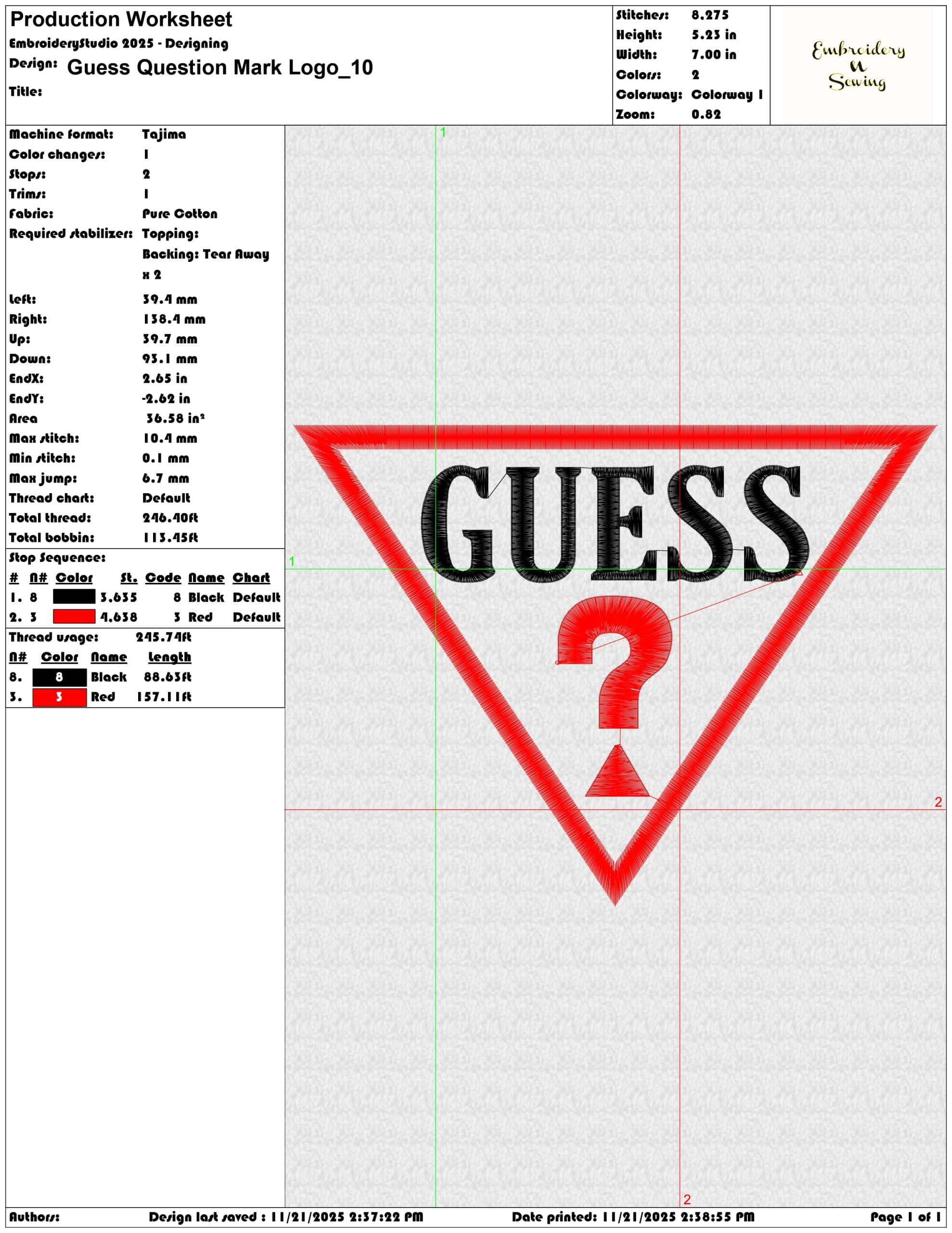Guess Question Mark Logo - Elegant embroidery design file - instant download — view 3