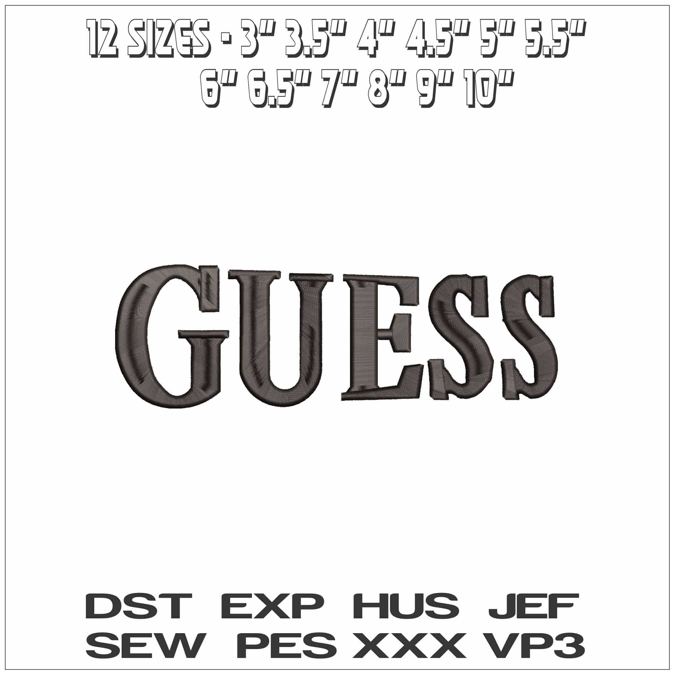 Guess slanted - Elegant embroidery design file - instant download — view 2