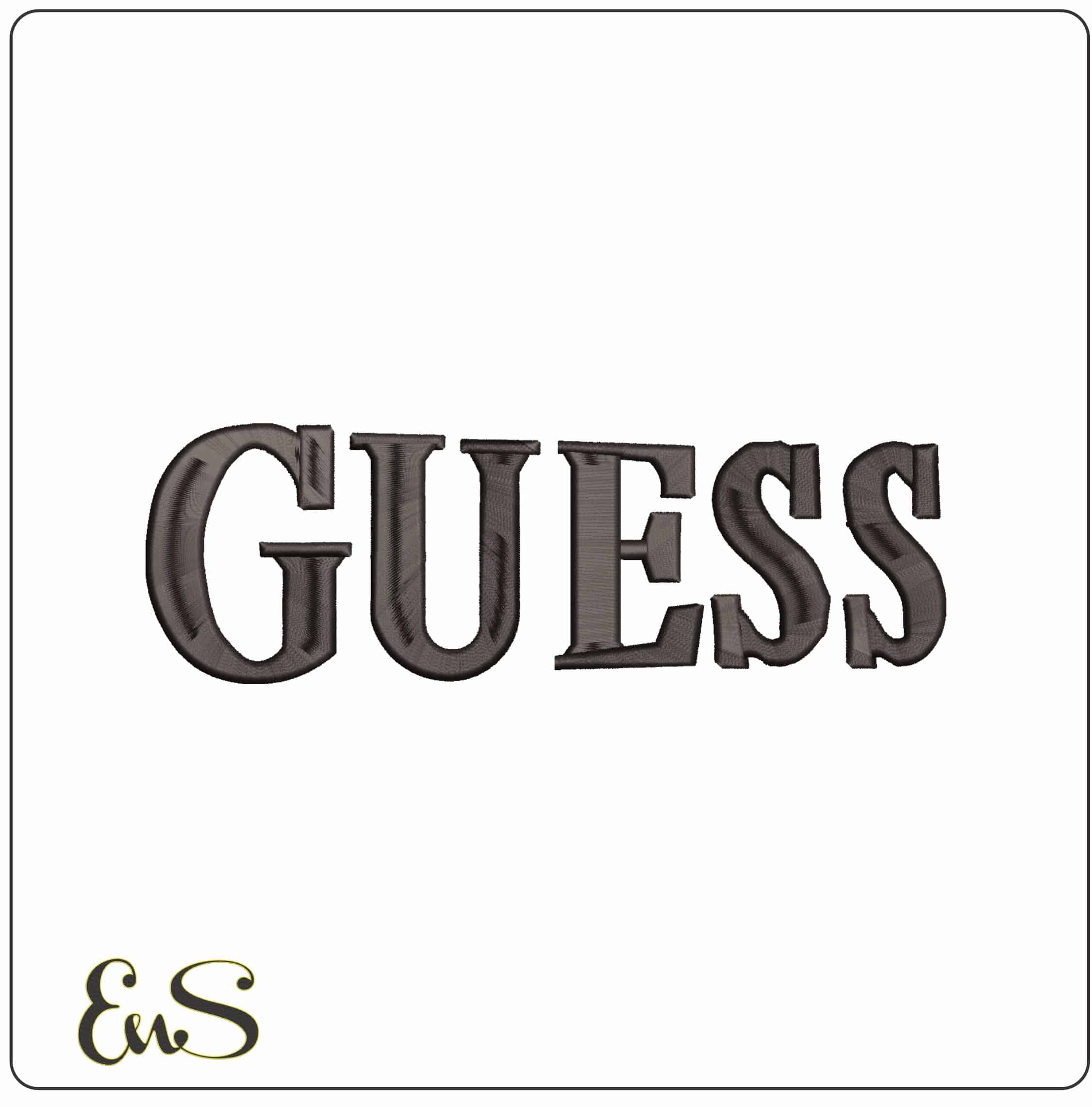 Guess slanted - Elegant embroidery design file - instant download