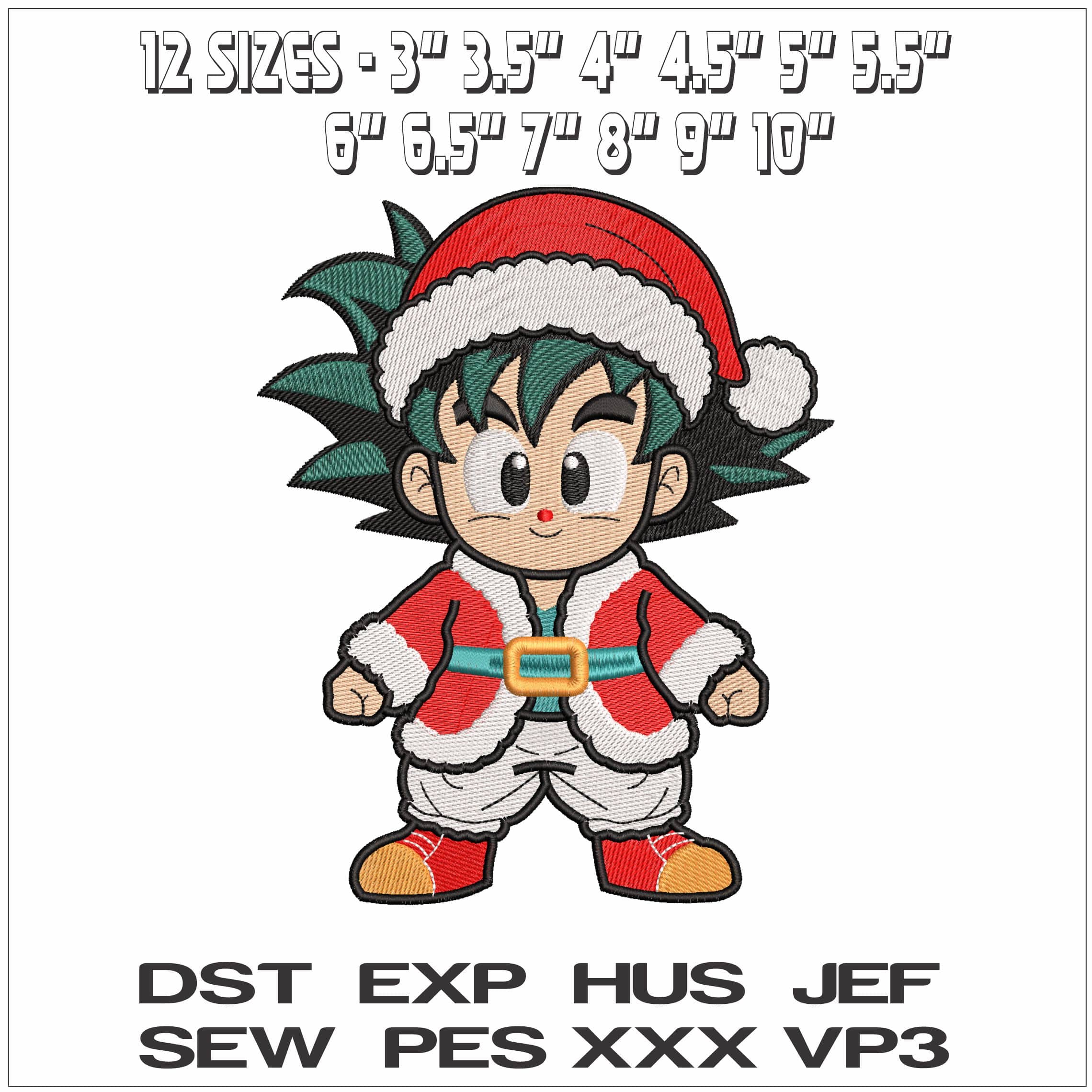 Guko as Santa Dragon Ball Anime - Elegant embroidery design file - instant download — view 2