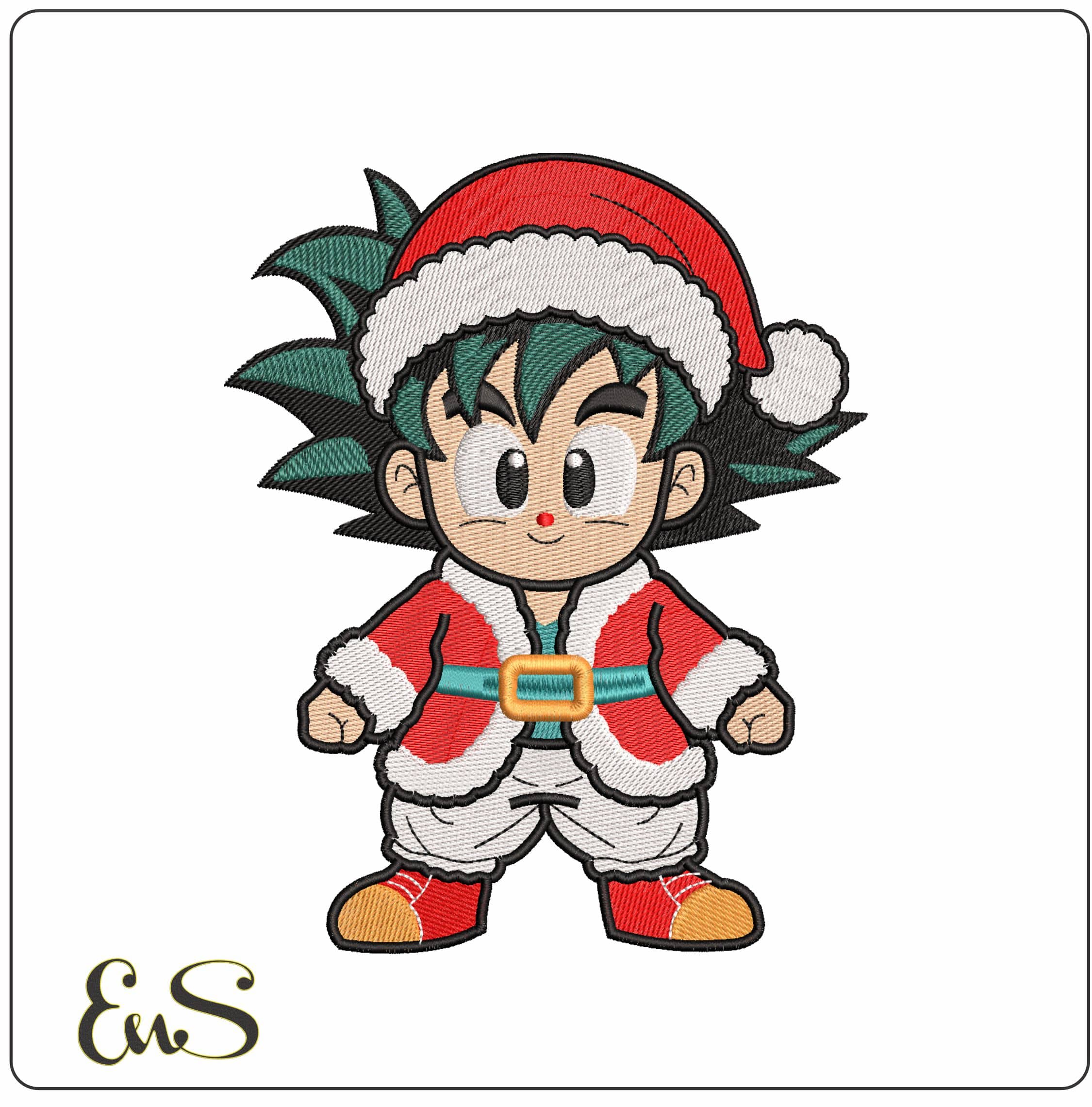 Guko as Santa Dragon Ball Anime - Elegant embroidery design file - instant download
