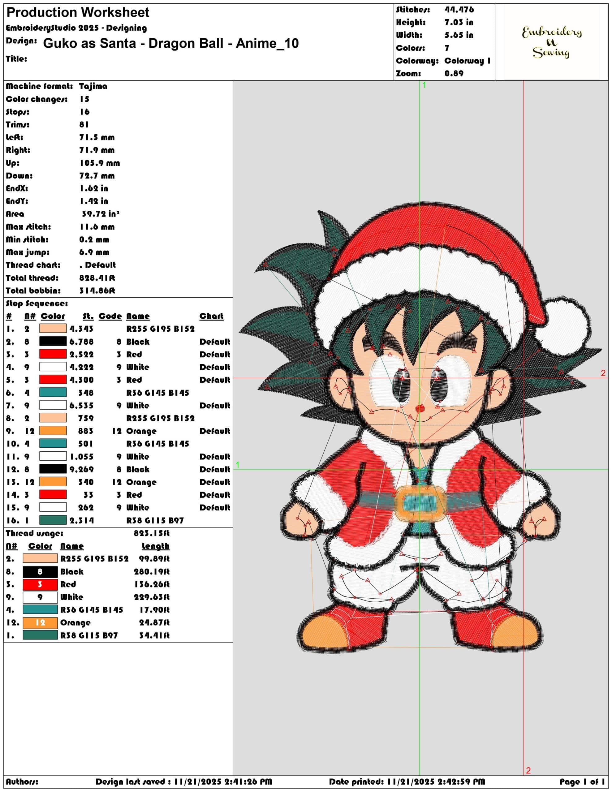 Guko as Santa Dragon Ball Anime - Elegant embroidery design file - instant download — view 3