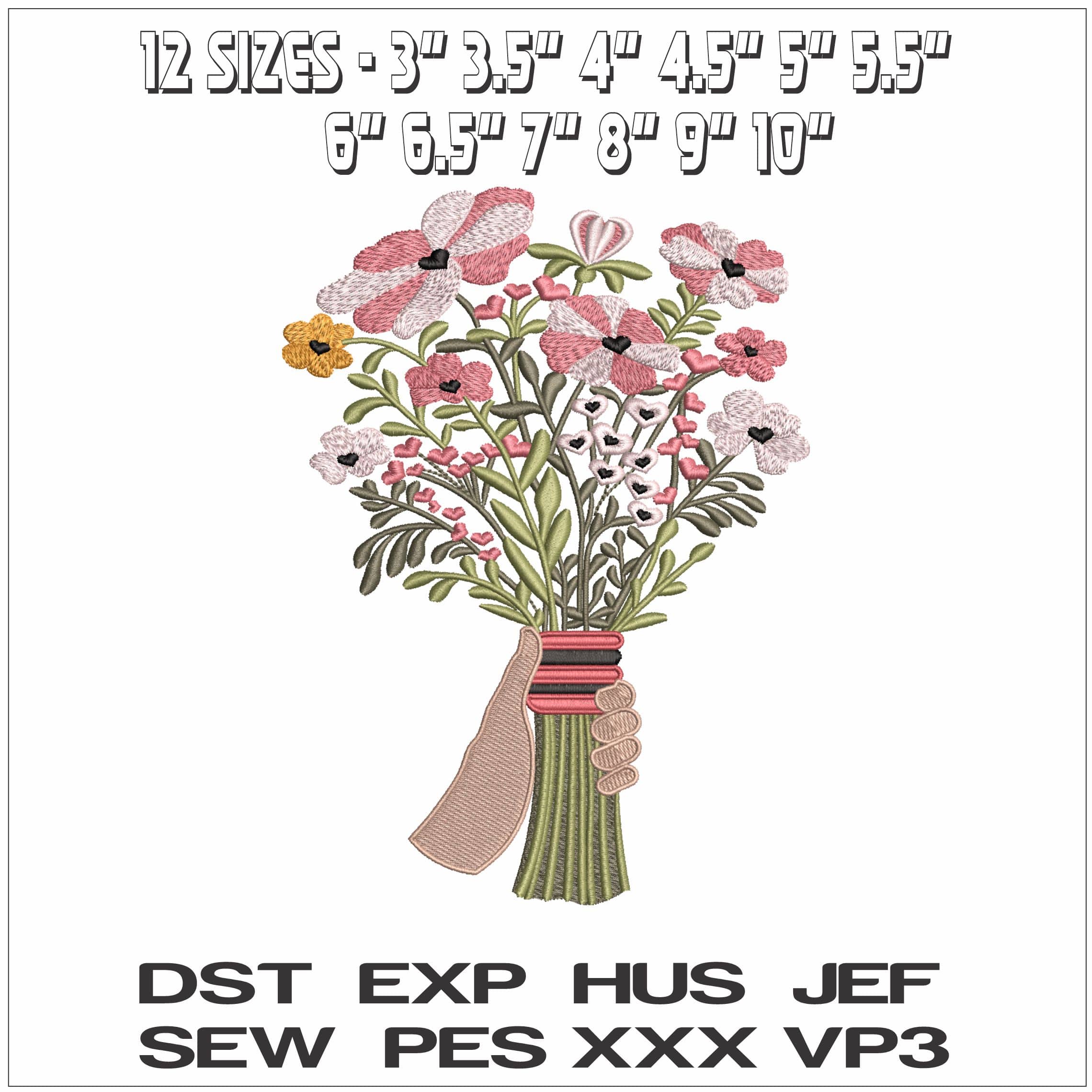Hand Giving Flowers - Elegant embroidery design file - instant download — view 2
