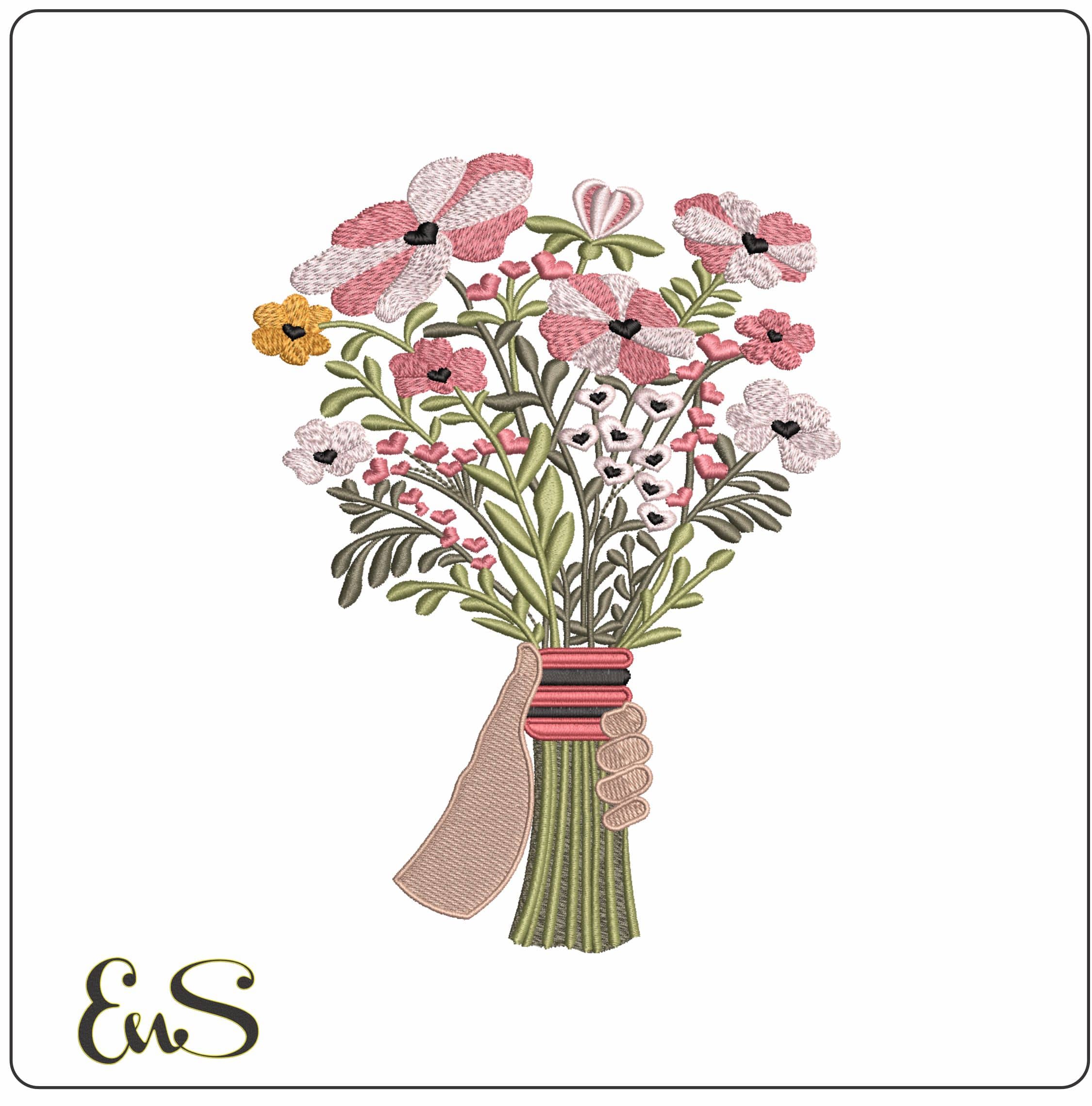 Hand Giving Flowers - Elegant embroidery design file - instant download