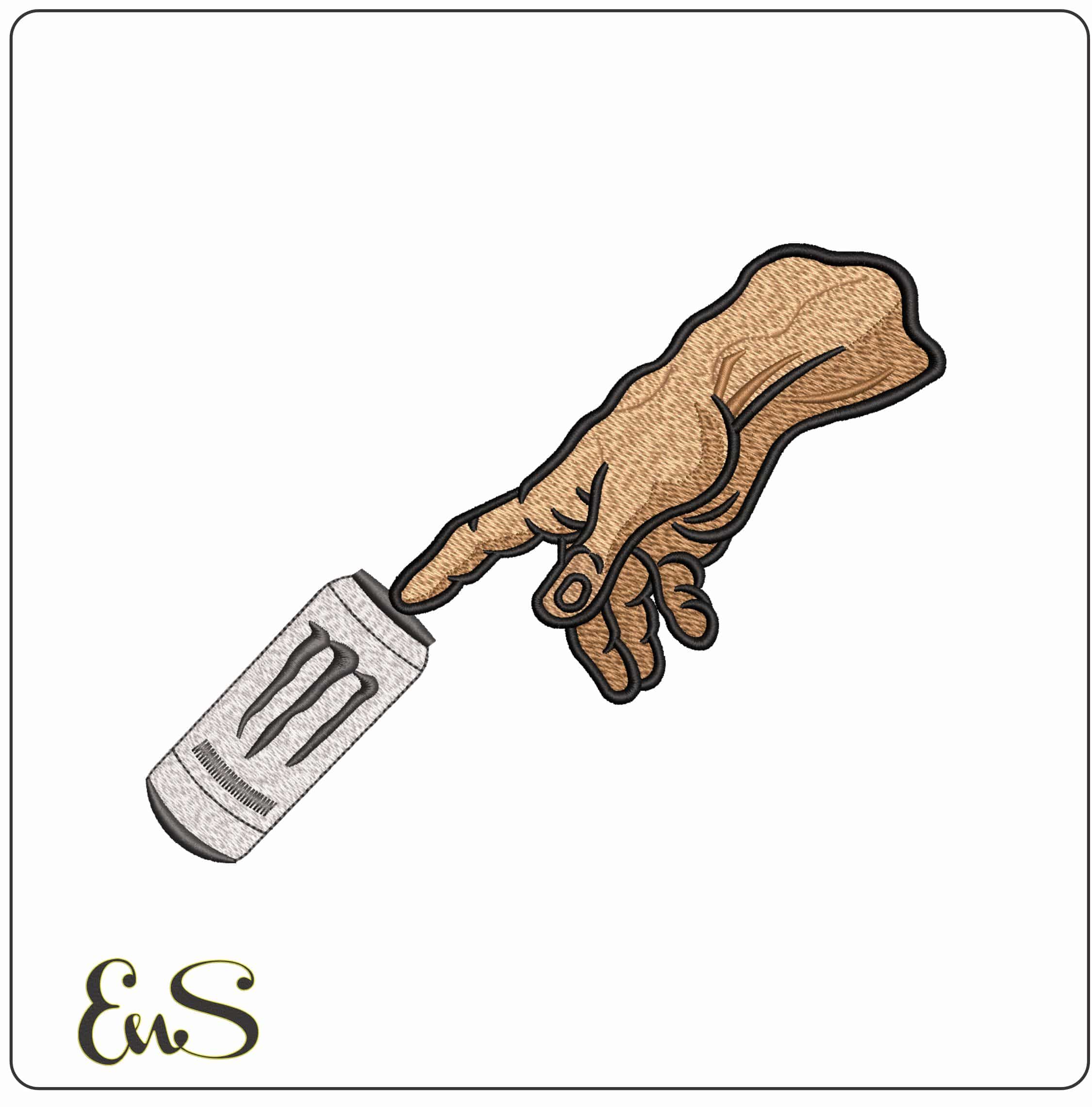 Hand of God Monster Drink- Elegant embroidery design file - instant download