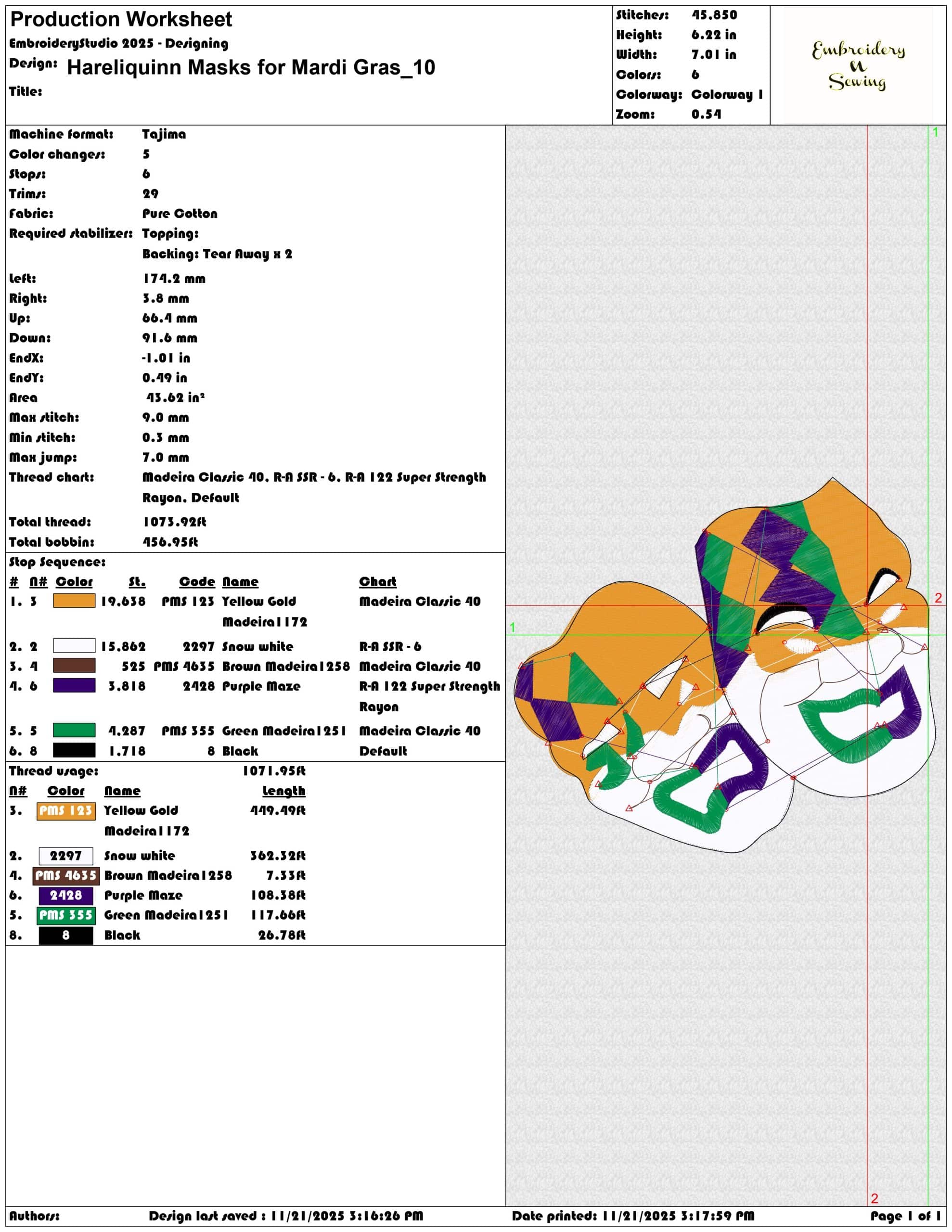 Hareliquinn Masks for Mardi Gras- Elegant embroidery design file - instant download — view 3