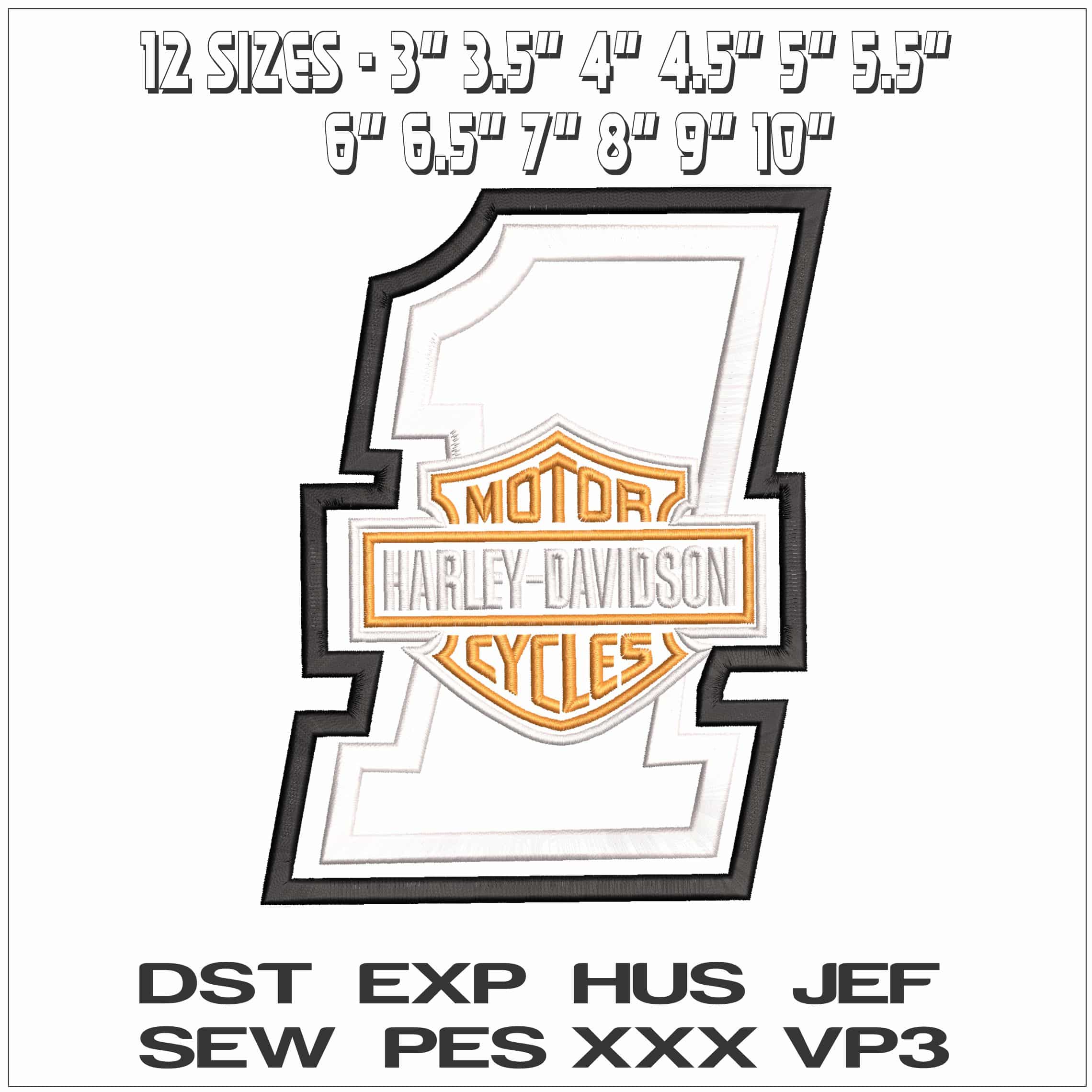 Harley Davidson Cycles number One- Elegant embroidery design file - instant download — view 2