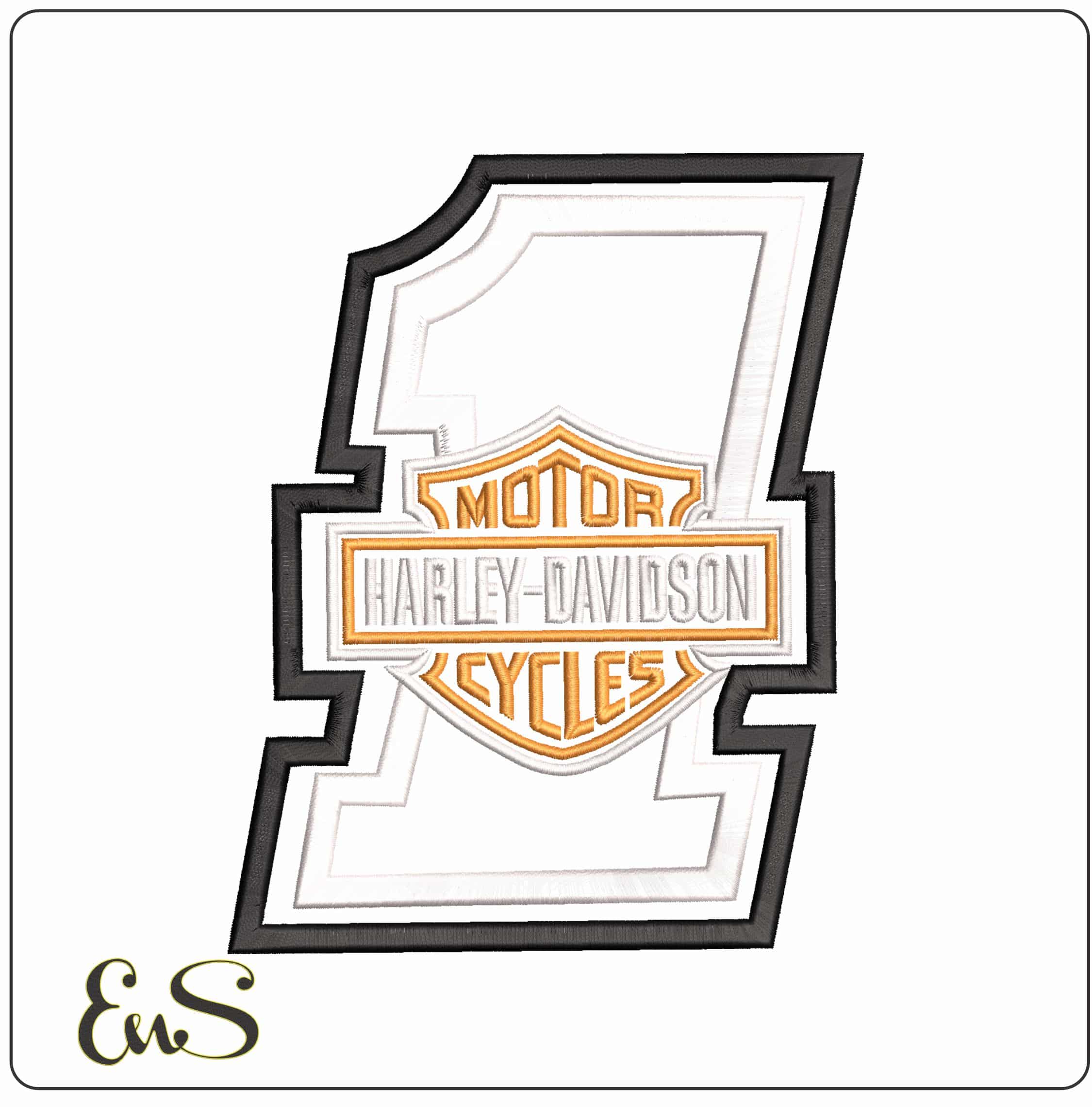 Harley Davidson Cycles number One- Elegant embroidery design file - instant download