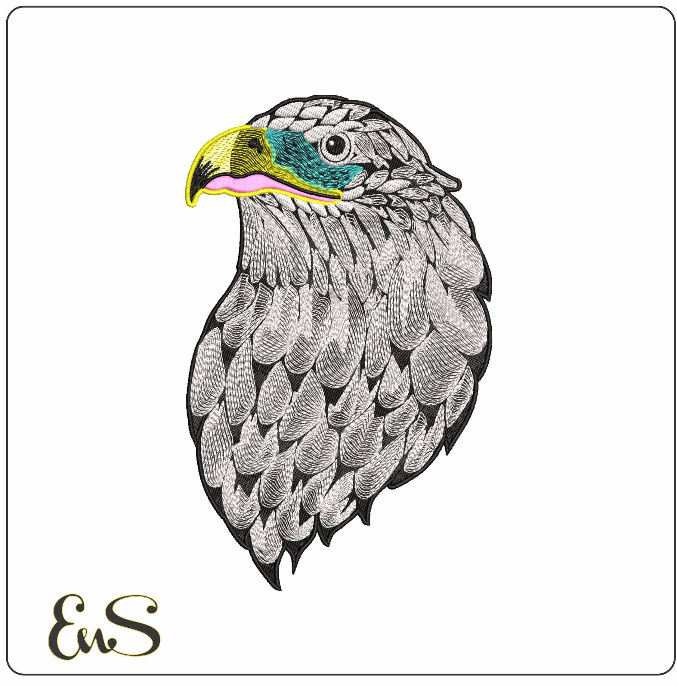 Head of and Eagle- Elegant embroidery design file - instant download