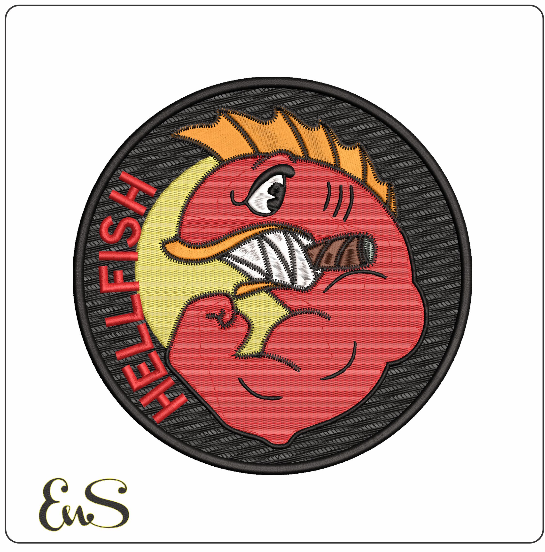 Hellfish Logo- Elegant embroidery design file - instant download