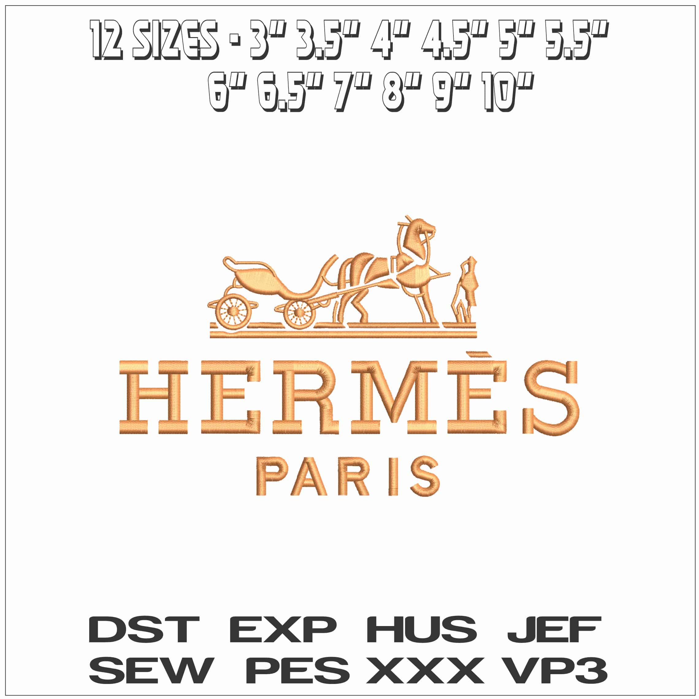 HERMES Paris- Elegant embroidery design file - instant download — view 2