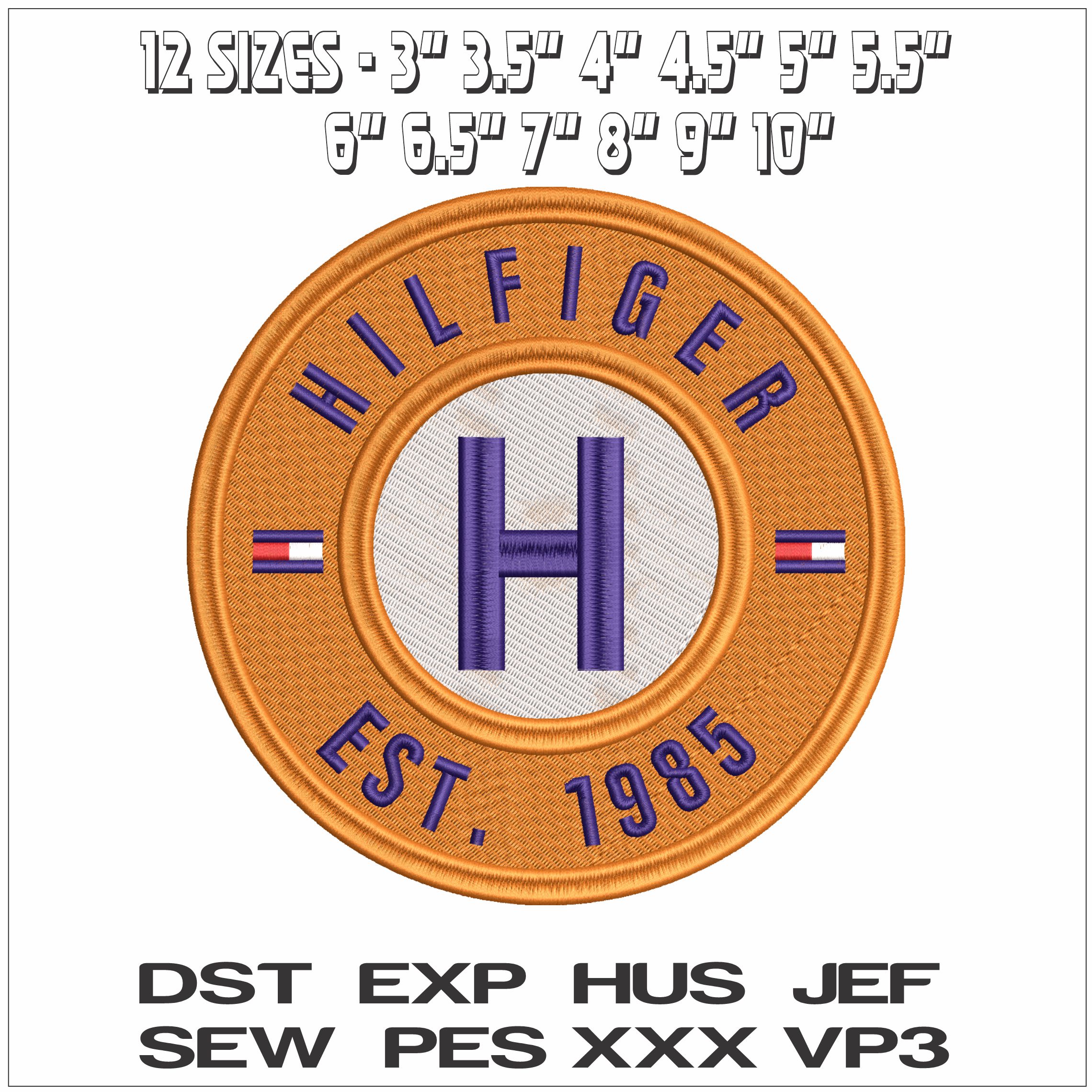 Hilfiger est 1985 Gold Logo- Elegant embroidery design file - instant download — view 2