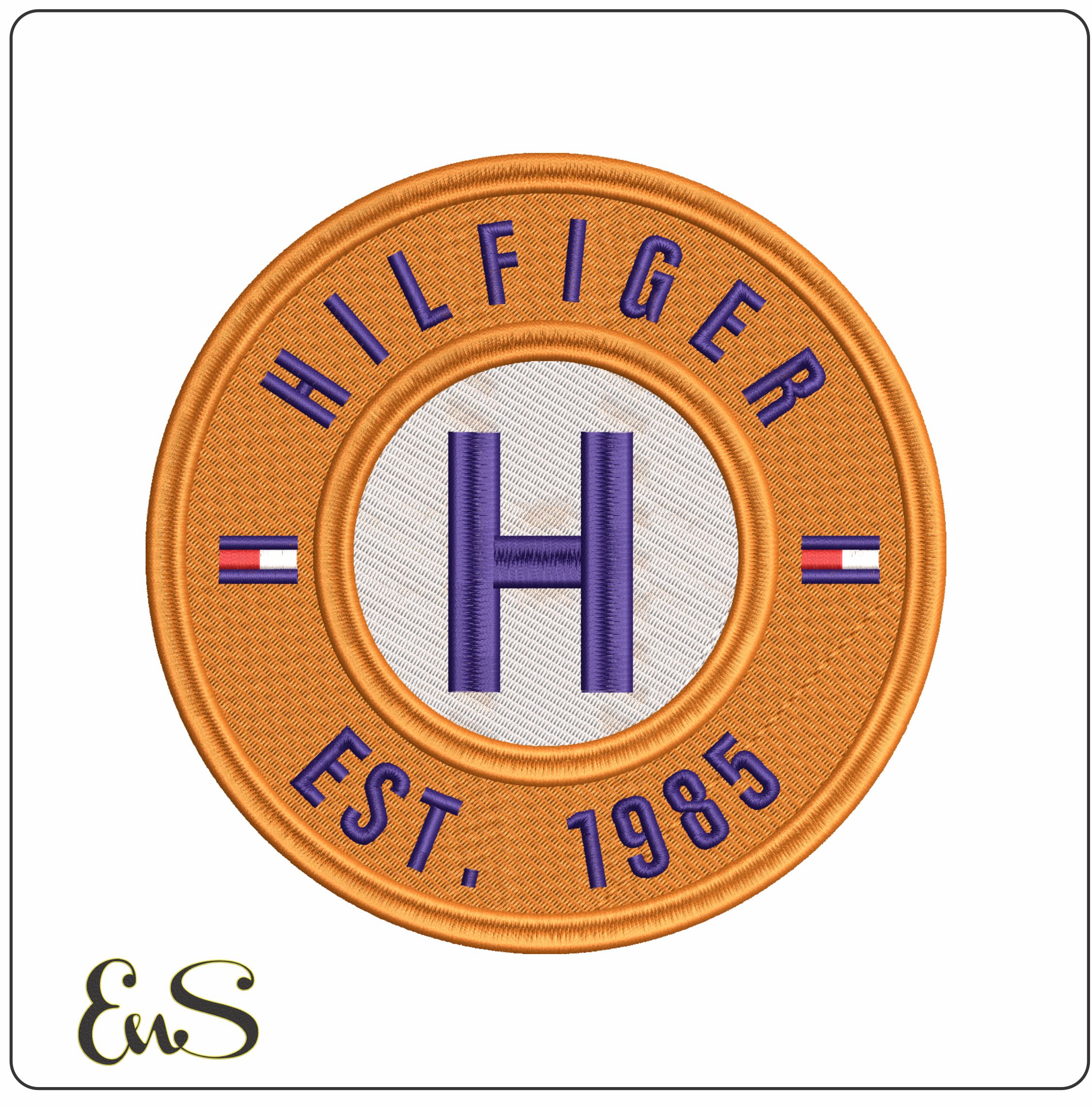 Hilfiger est 1985 Gold Logo- Elegant embroidery design file - instant download