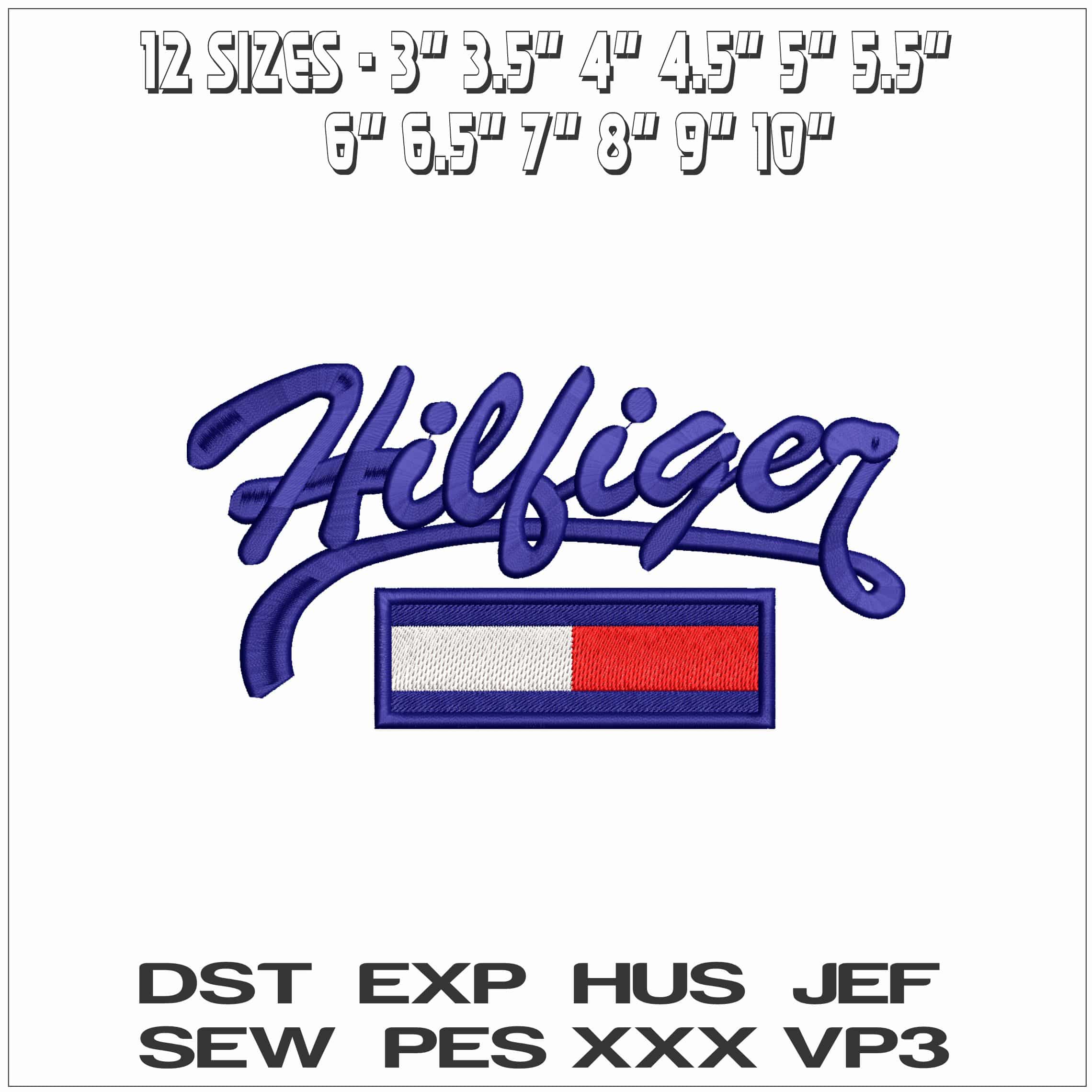 Hilfiger Script Logo- Elegant embroidery design file - instant download — view 2