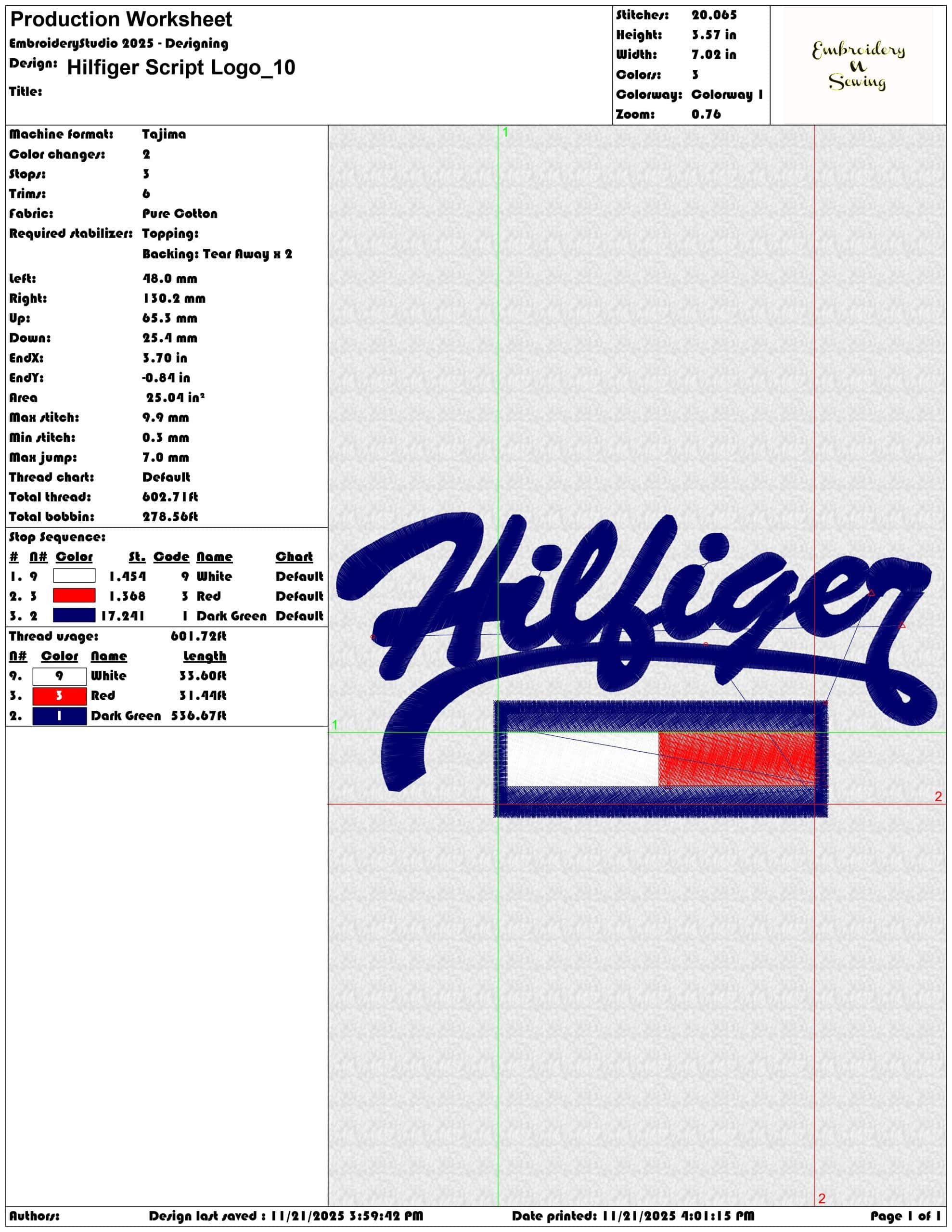 Hilfiger Script Logo- Elegant embroidery design file - instant download — view 3