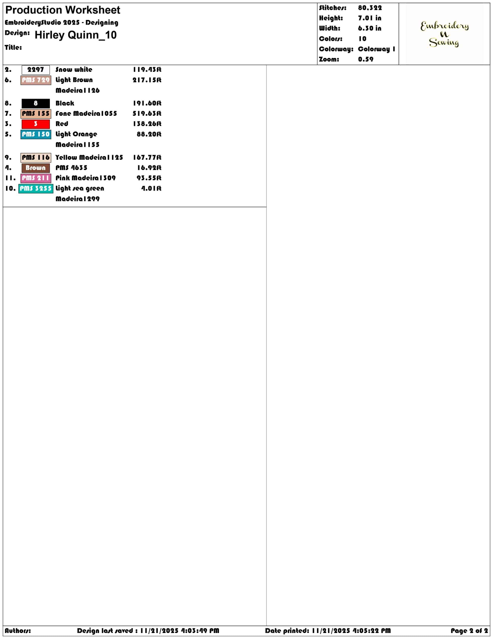 Hirley Quinn- Elegant embroidery design file - instant download — view 4