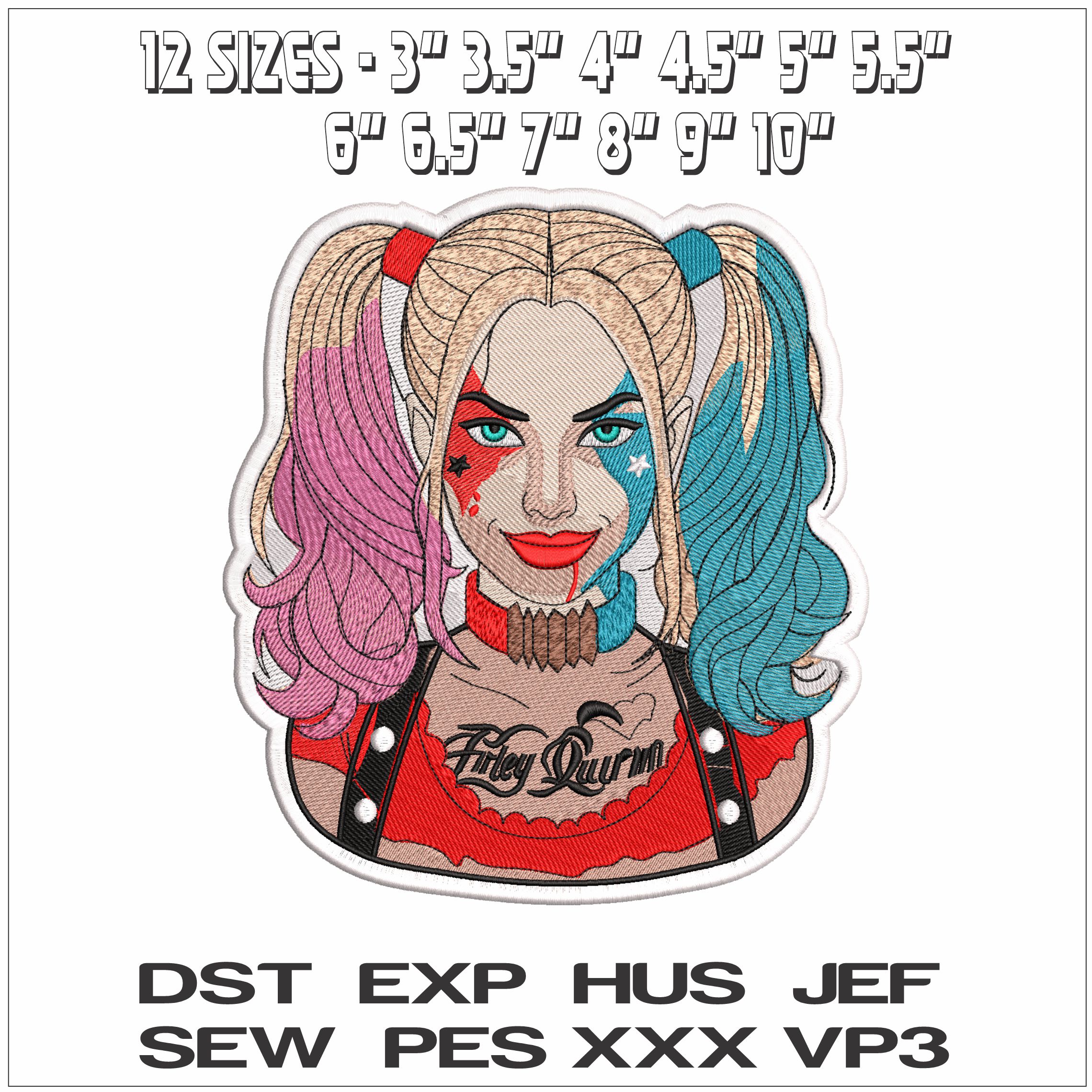 Hirley Quinn with Outline- Elegant embroidery design file - instant download — view 2