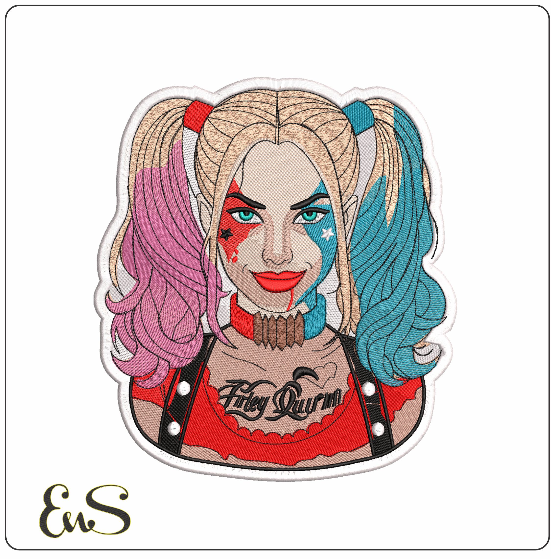 Hirley Quinn with Outline- Elegant embroidery design file - instant download
