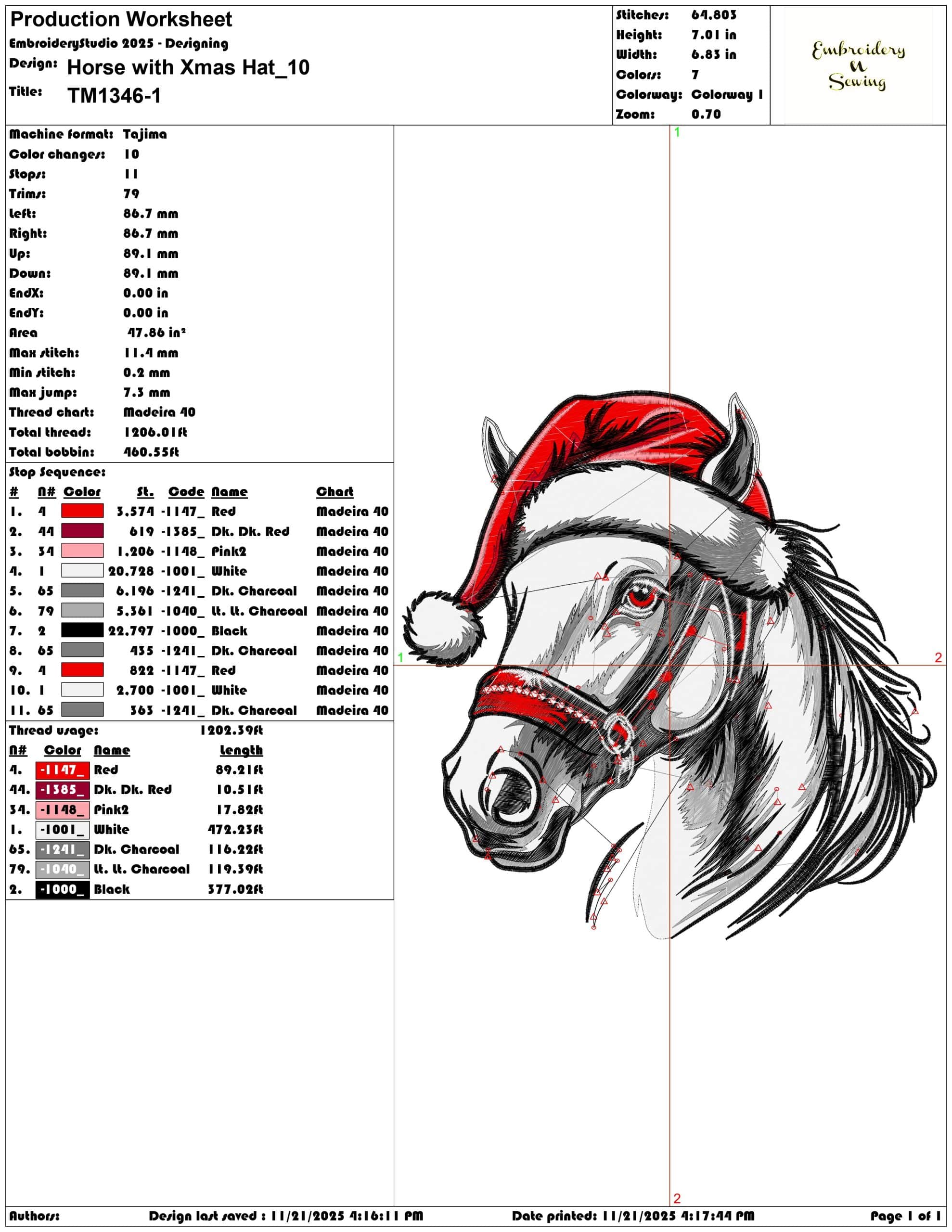 Horse with Xmas Hat- Elegant embroidery design file - instant download — view 3