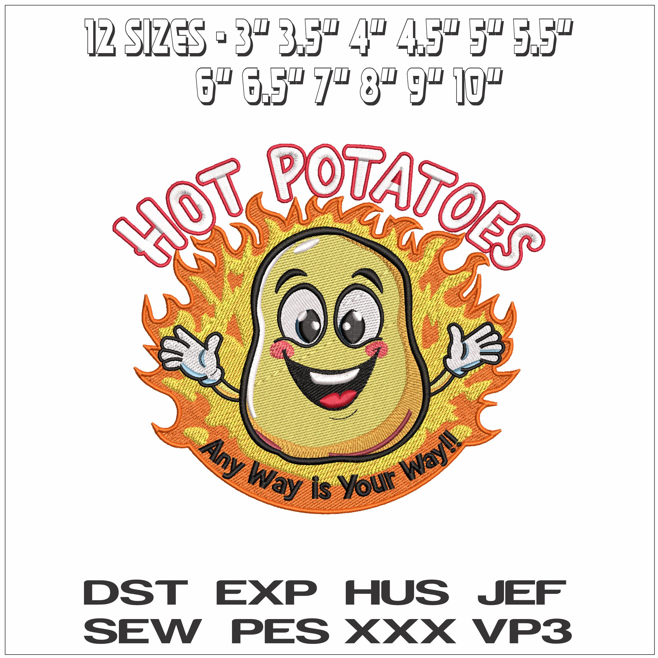 Hot Potato- Elegant embroidery design file - instant download — view 2