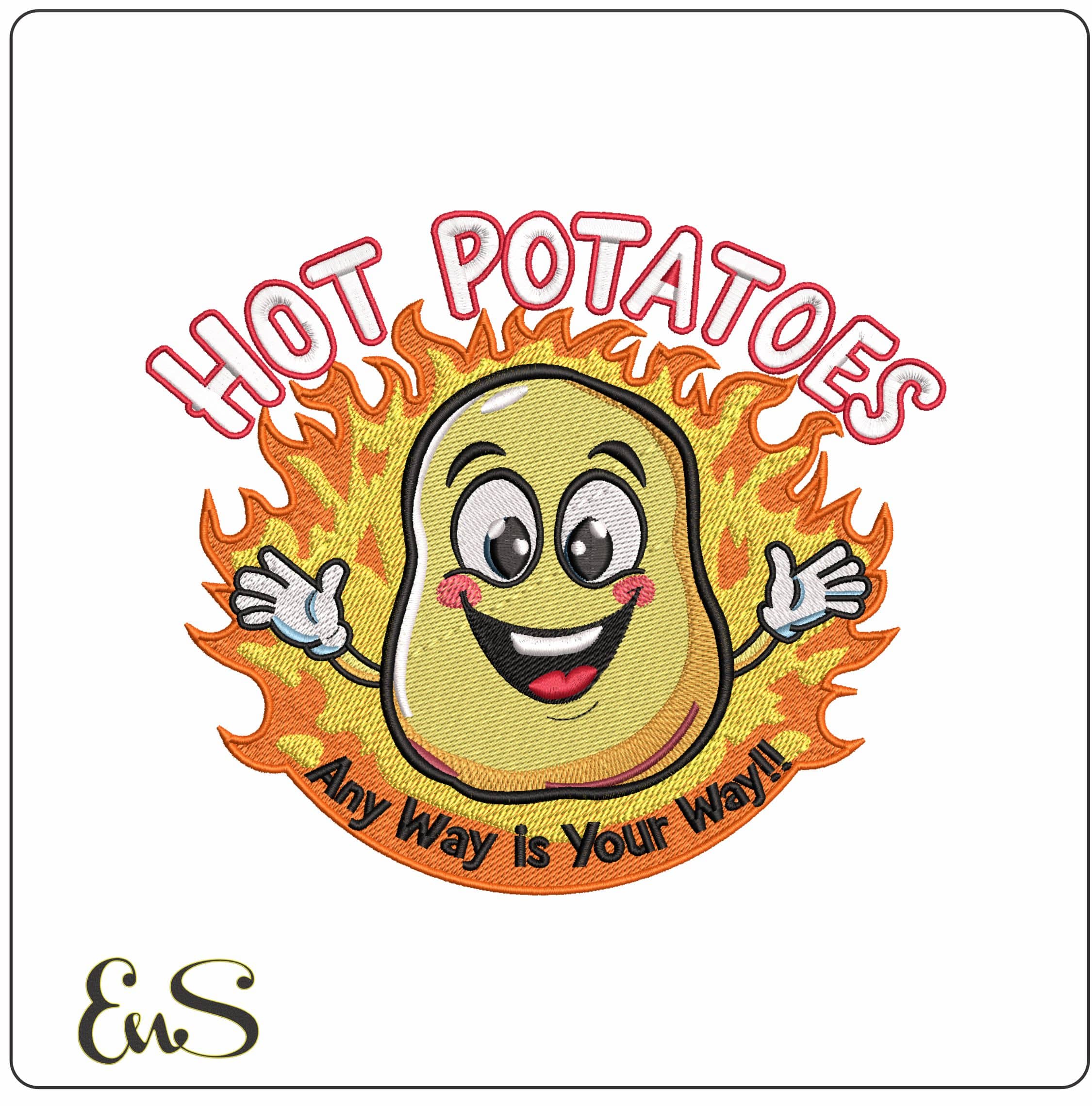 Hot Potato- Elegant embroidery design file - instant download