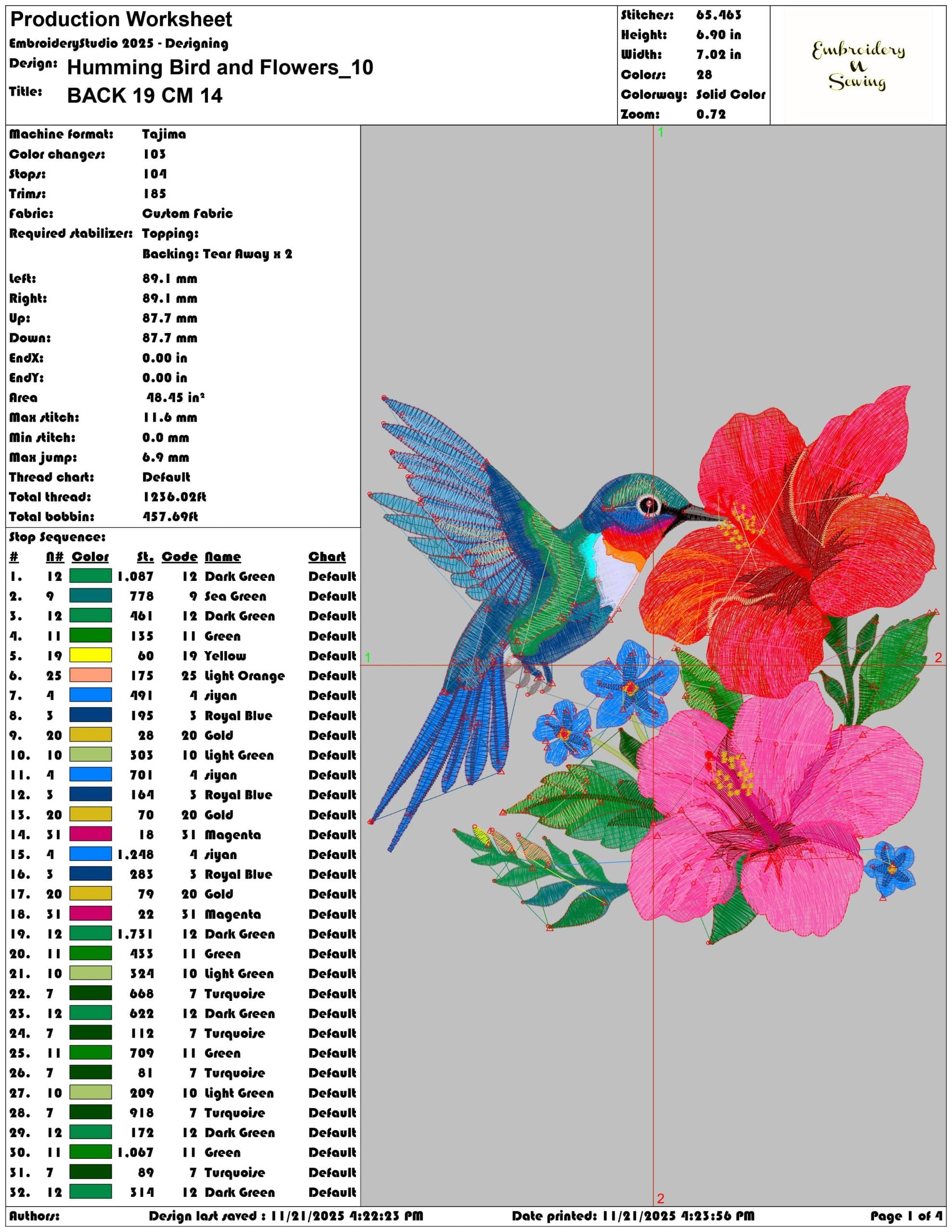 Humming Bird and Flowers- Elegant embroidery design file - instant download — view 3