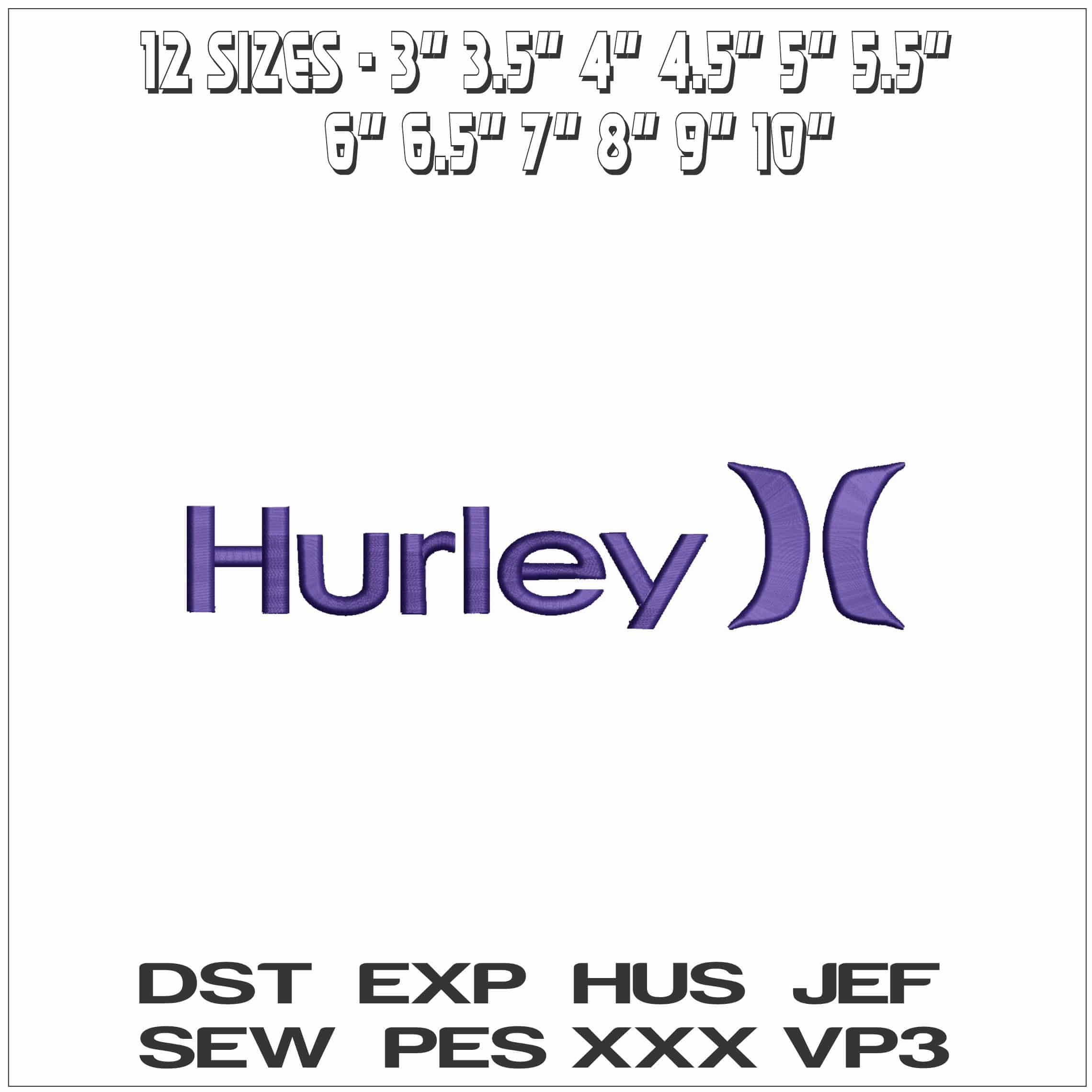 Hurley Logo- Elegant embroidery design file - instant download — view 2