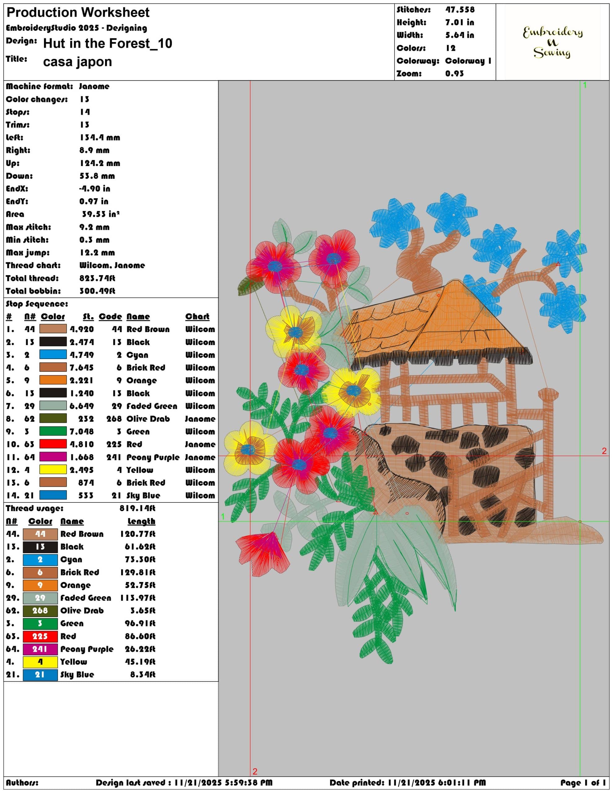Hut in the Forest- Elegant embroidery design file - instant download — view 3