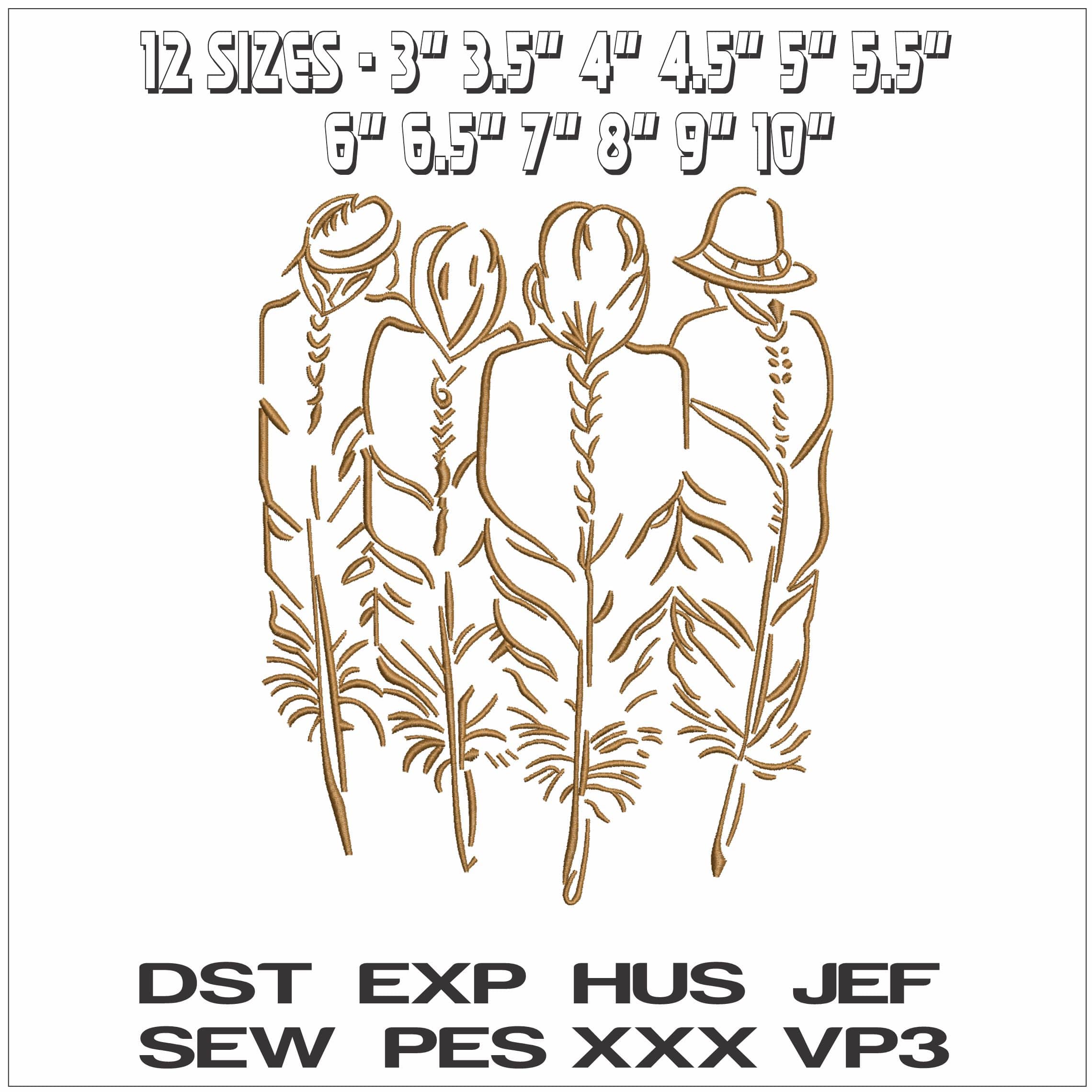 Indians as Feathers- Elegant embroidery design file - instant download — view 2