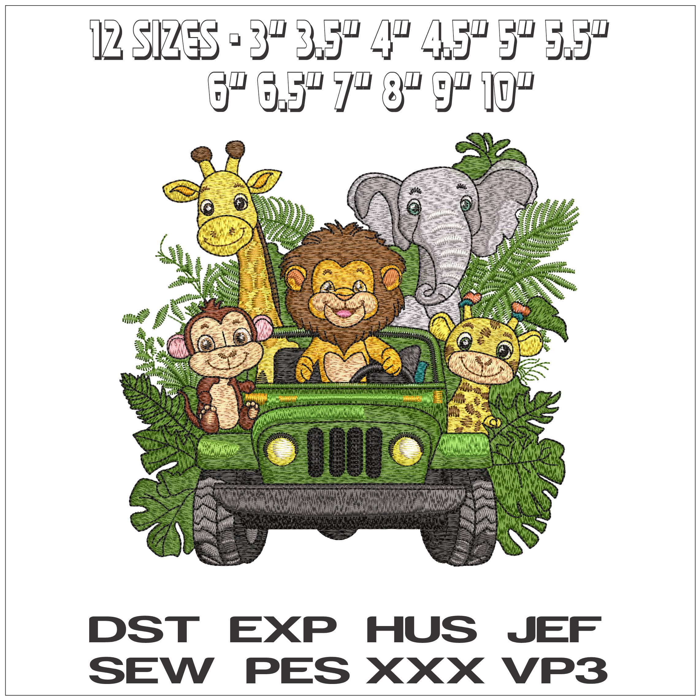Jungle Animals on Safari- Elegant embroidery design file - instant download — view 2