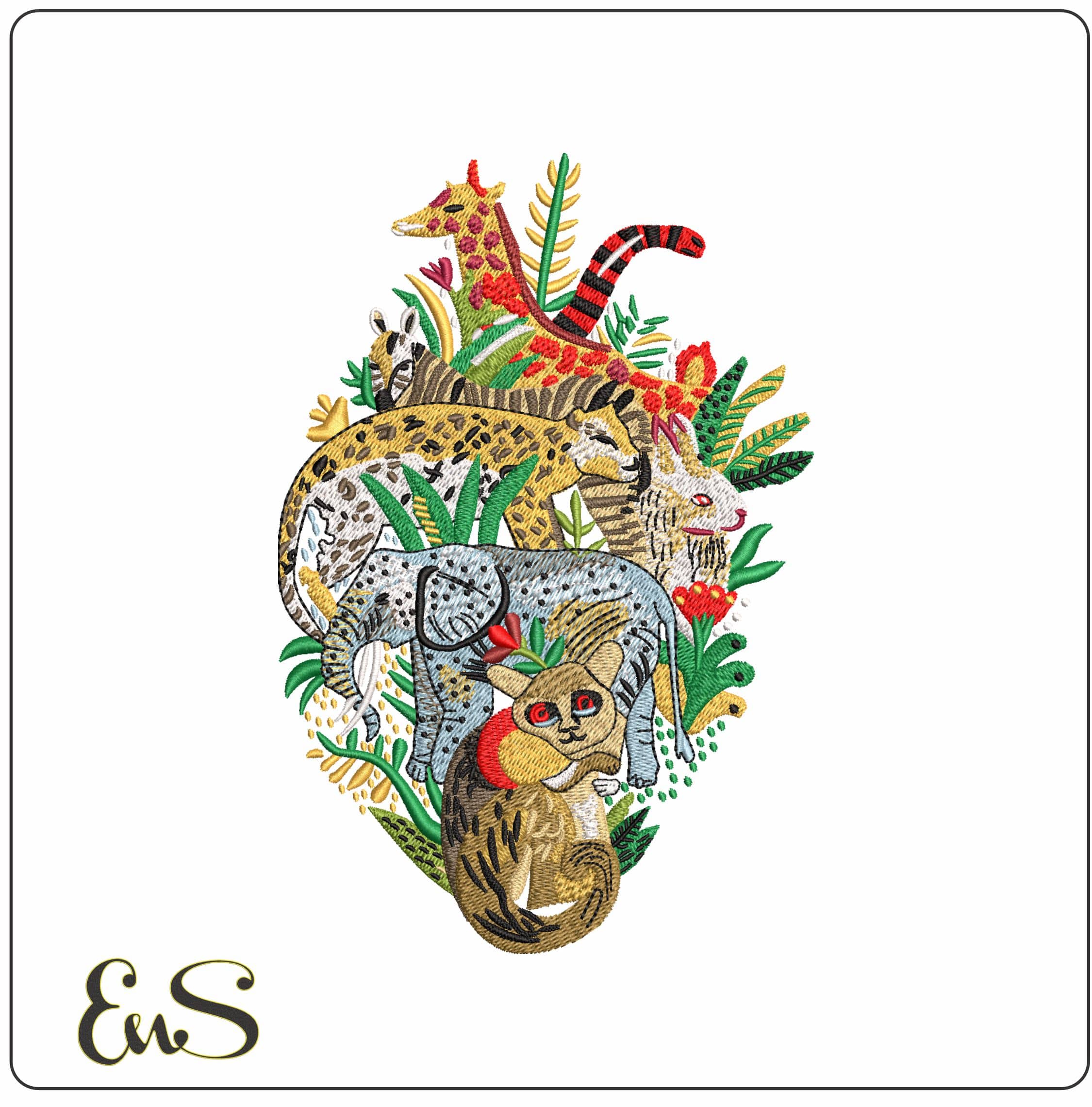 Jungle Scene- Elegant embroidery design file - instant download