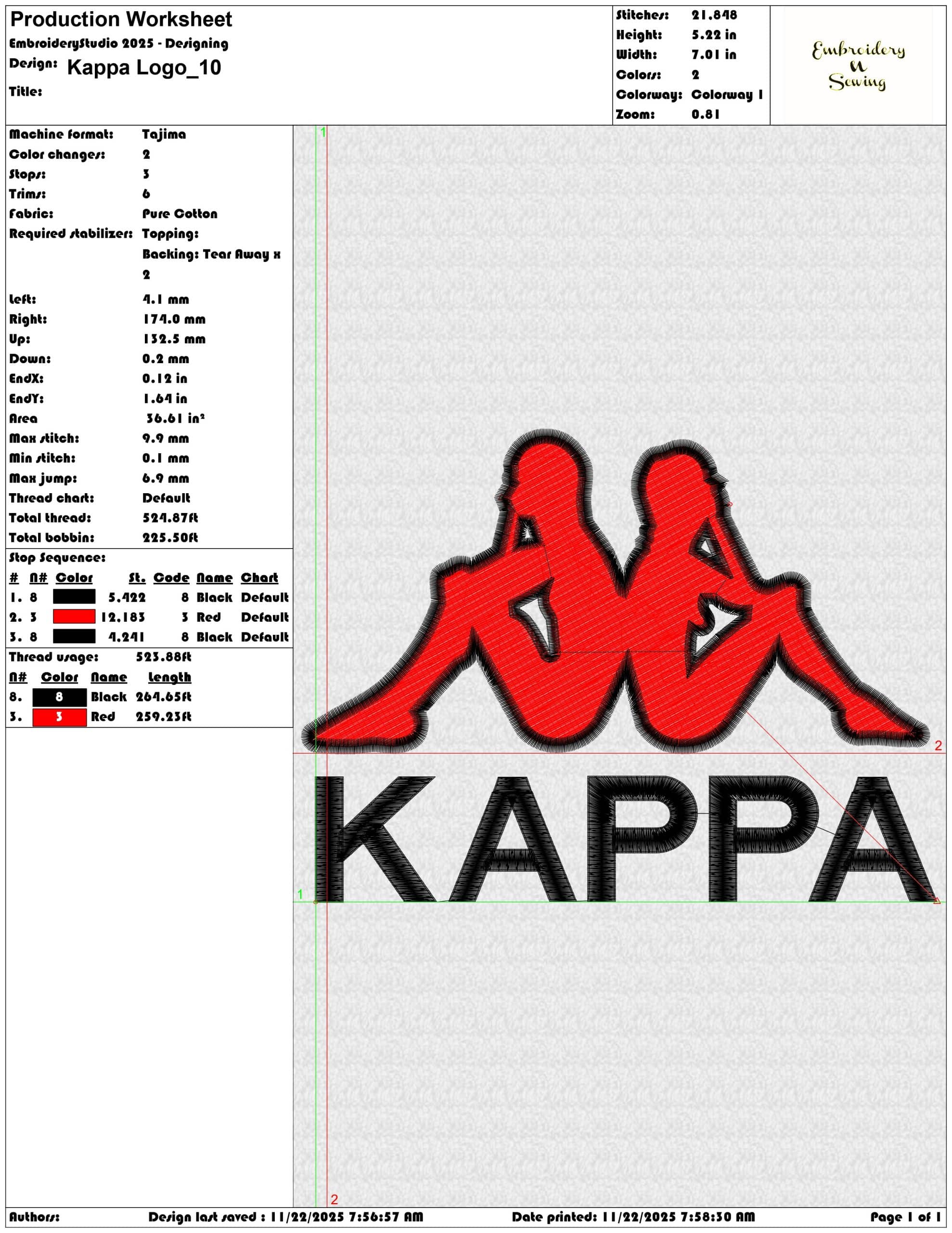 Kappa Logo- Elegant embroidery design file - instant download — view 3