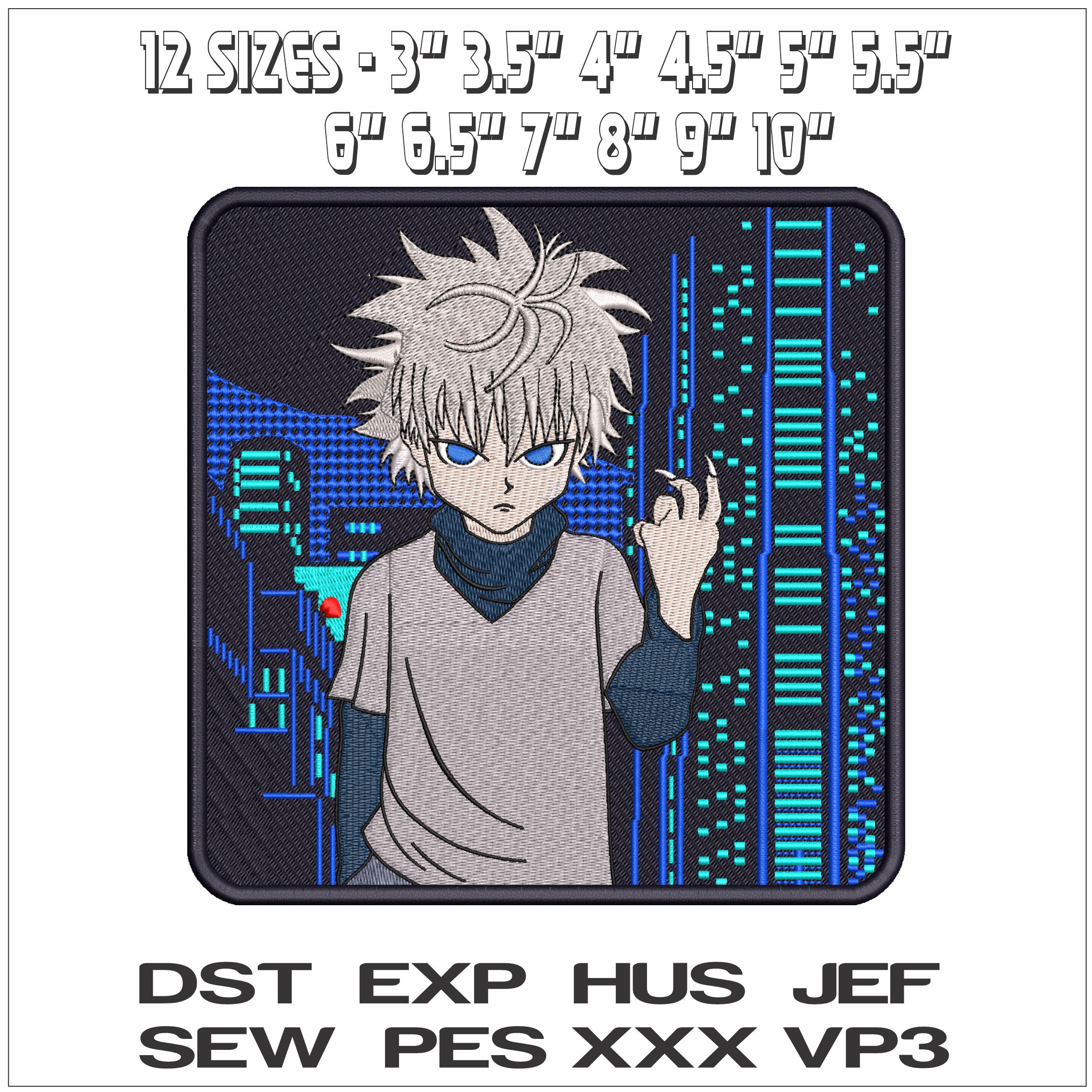 Killua Zolddyck Hunter x Hunter Anime- Elegant embroidery design file - instant download — view 2