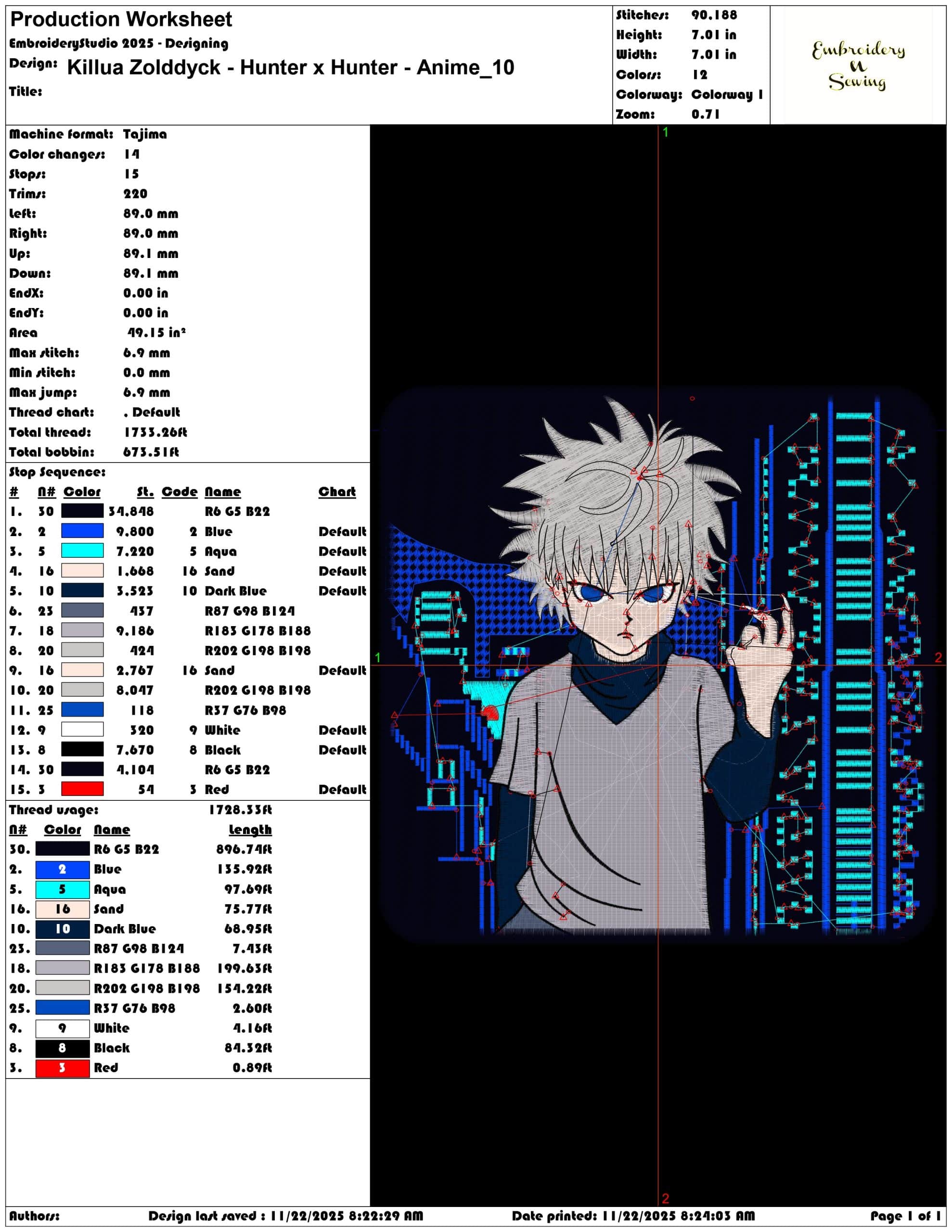 Killua Zolddyck Hunter x Hunter Anime- Elegant embroidery design file - instant download — view 3