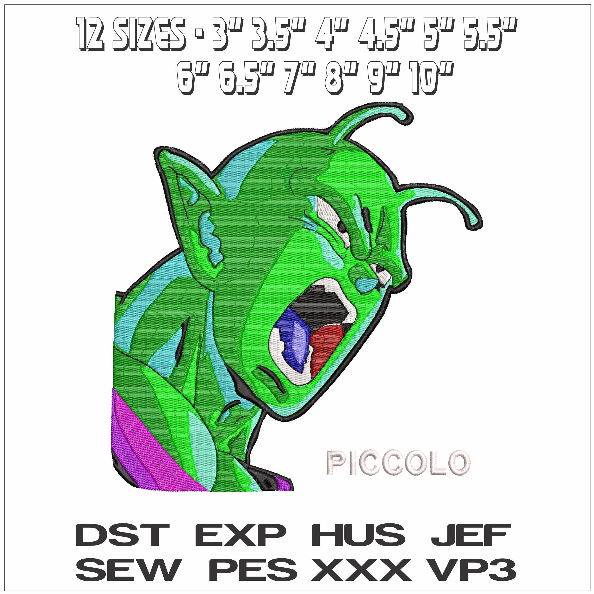 King Piccolo Head Roaring Anime- Elegant embroidery design file - instant download — view 2