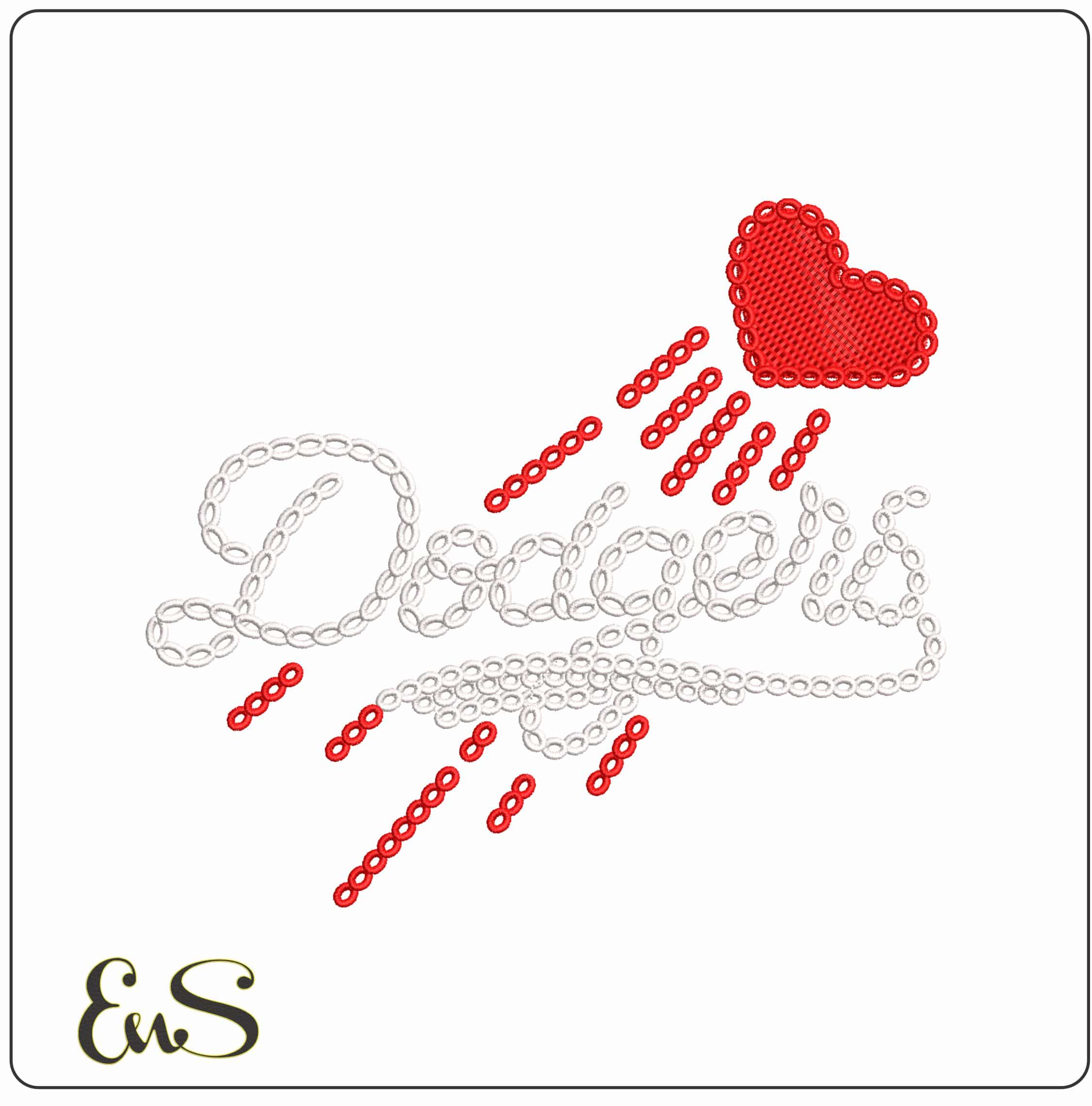 LA Dodgers String and Heart- Elegant embroidery design file - instant download