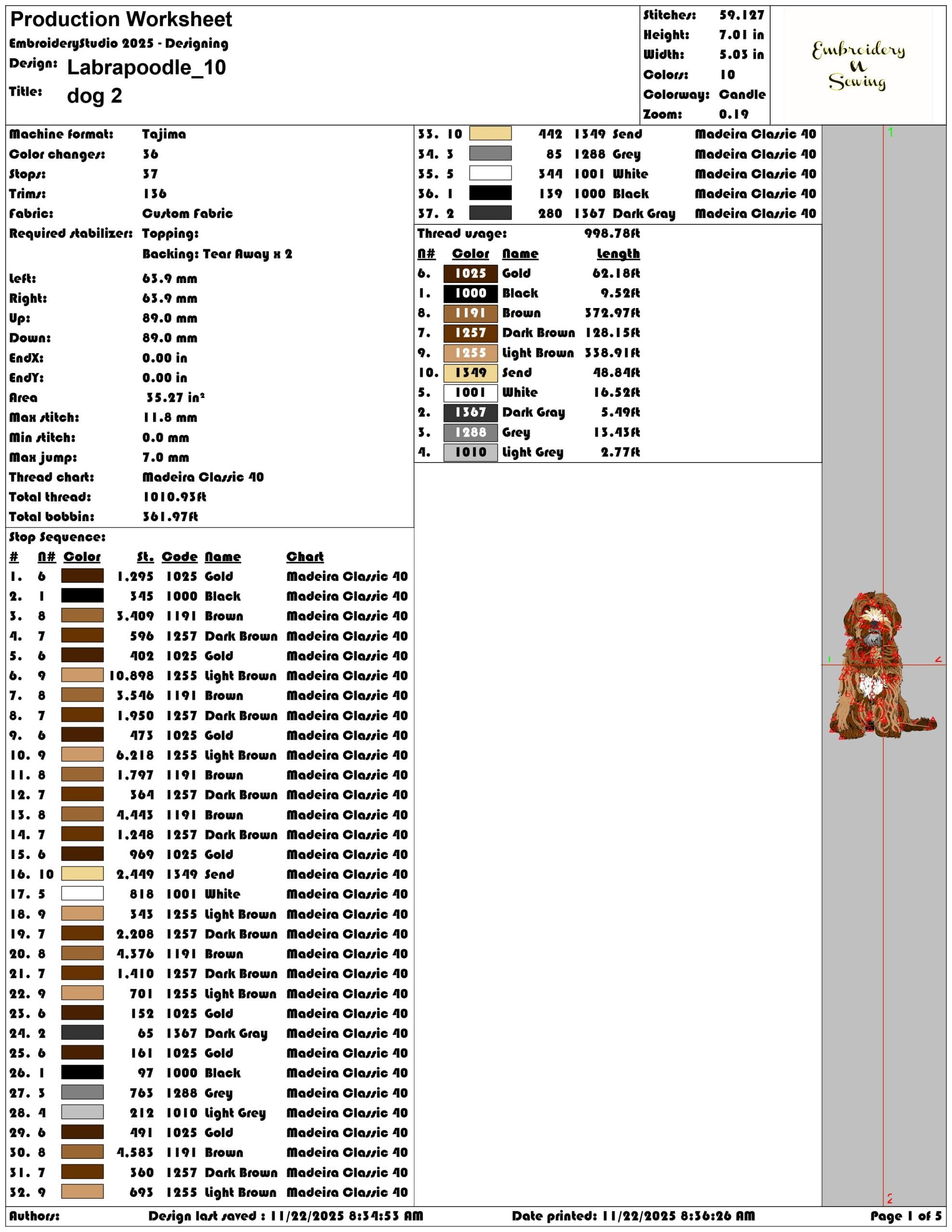 Labrapoodle- Elegant embroidery design file - instant download — view 3