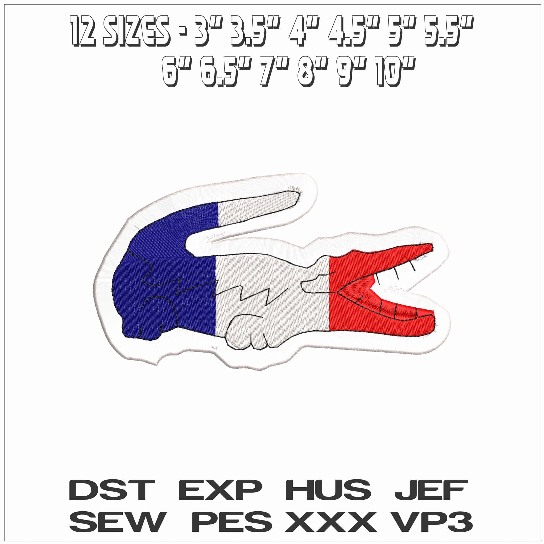Lacoste France Logo- Elegant embroidery design file - instant download — view 2