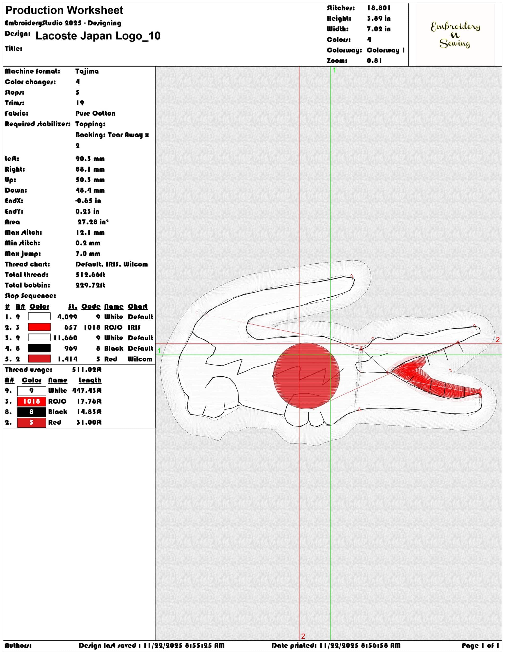 Lacoste Japan Logo- Elegant embroidery design file - instant download — view 3
