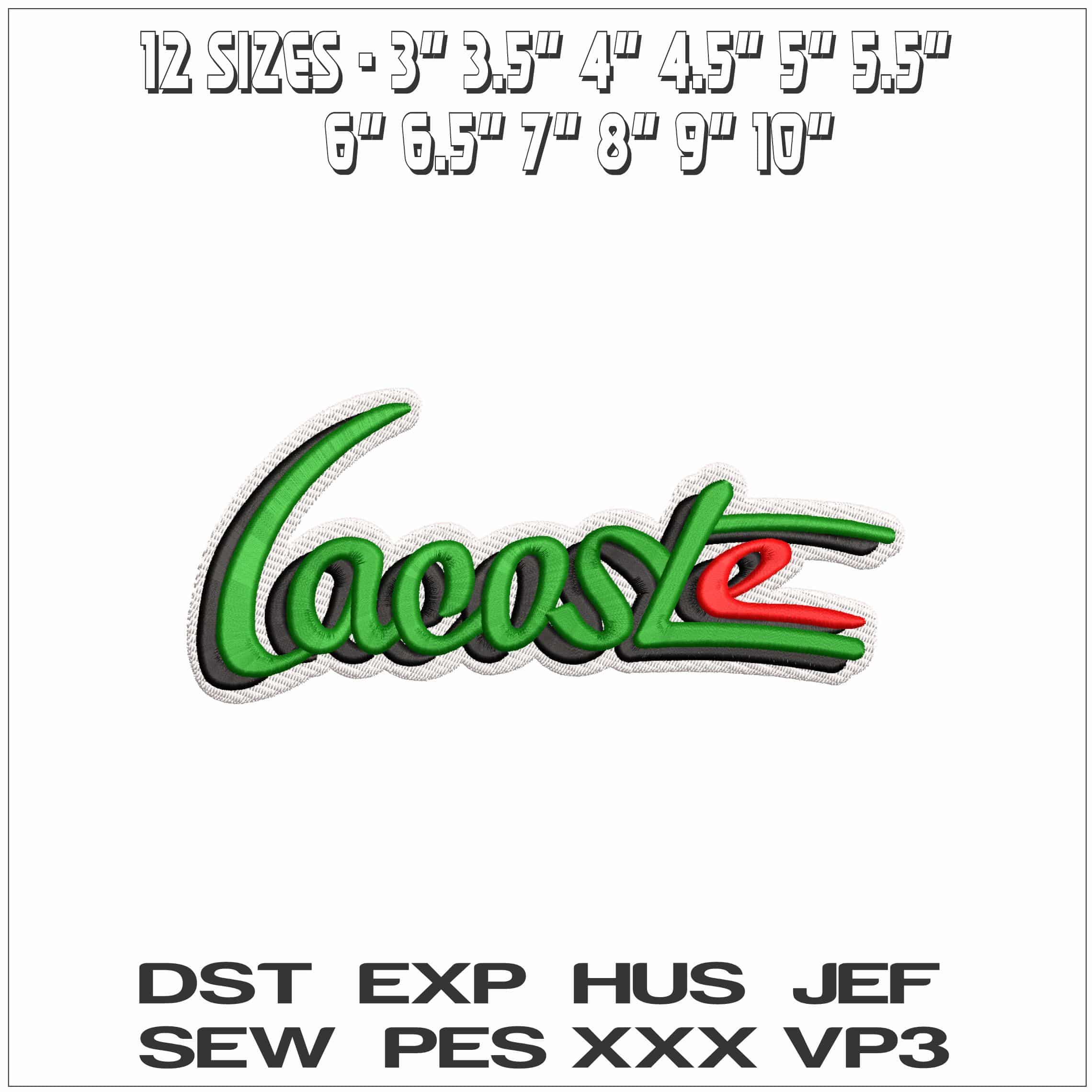 Lacoste Name in Croc Style- Elegant embroidery design file - instant download — view 2