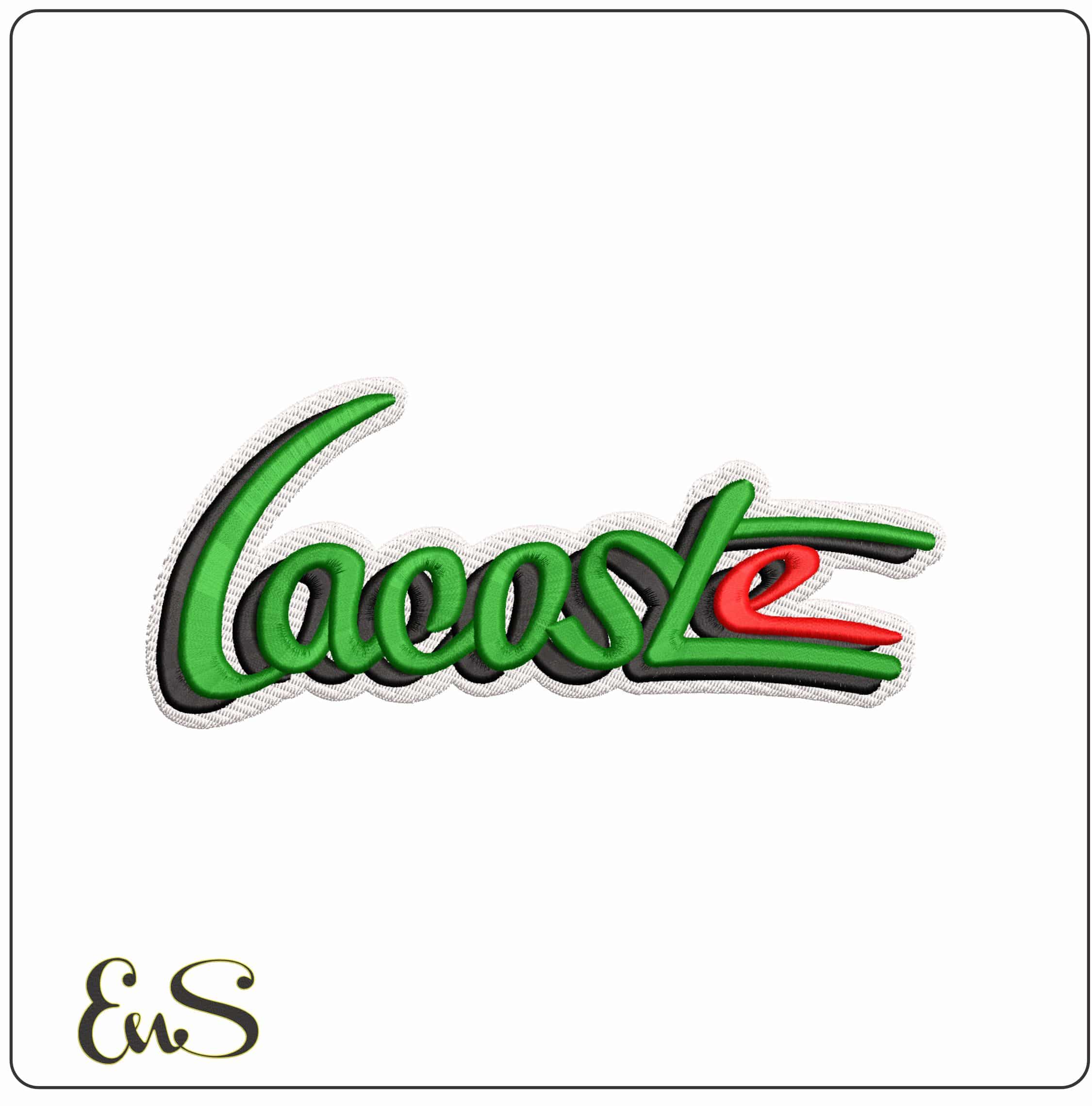 Lacoste Name in Croc Style- Elegant embroidery design file - instant download