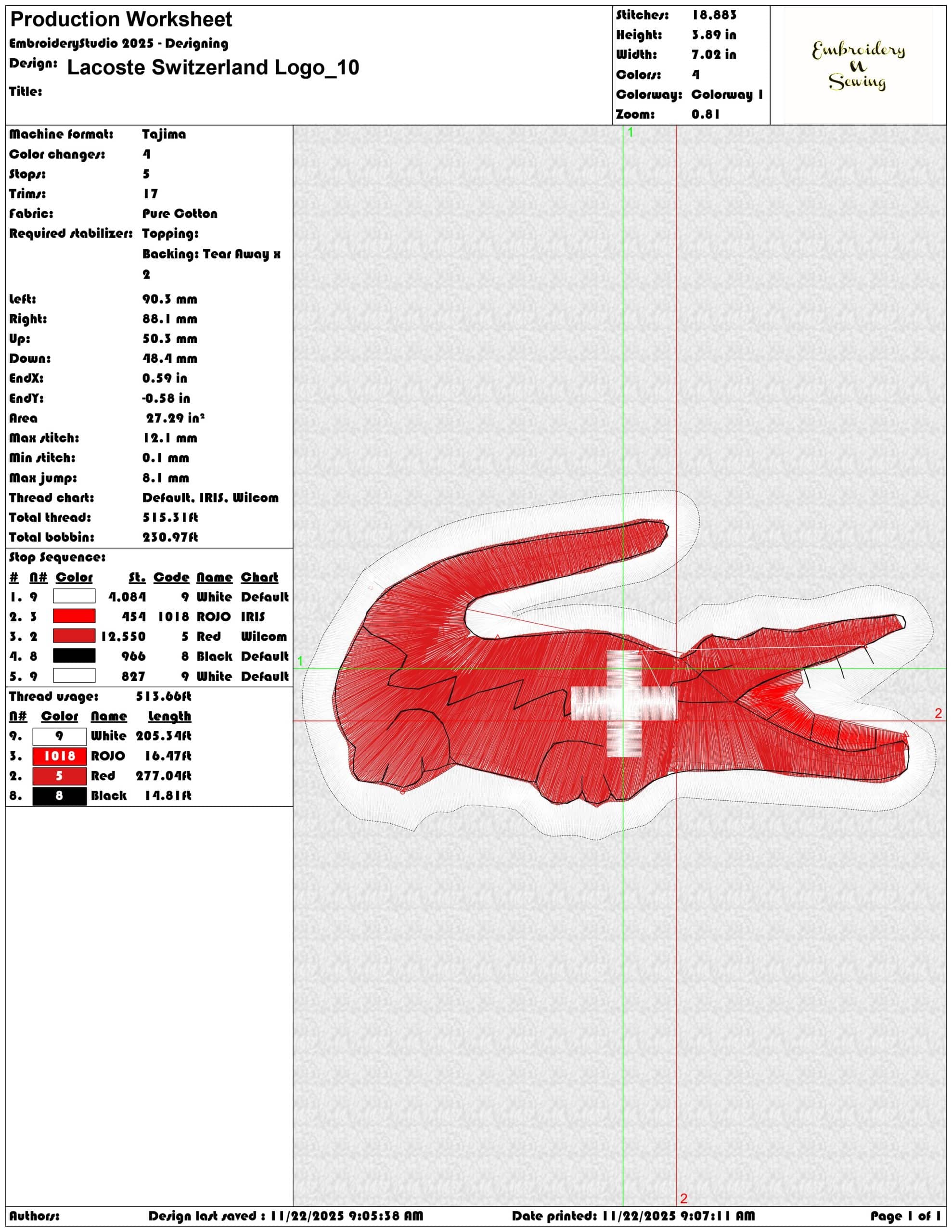 Lacoste Switzerland Logo- Elegant embroidery design file - instant download — view 3