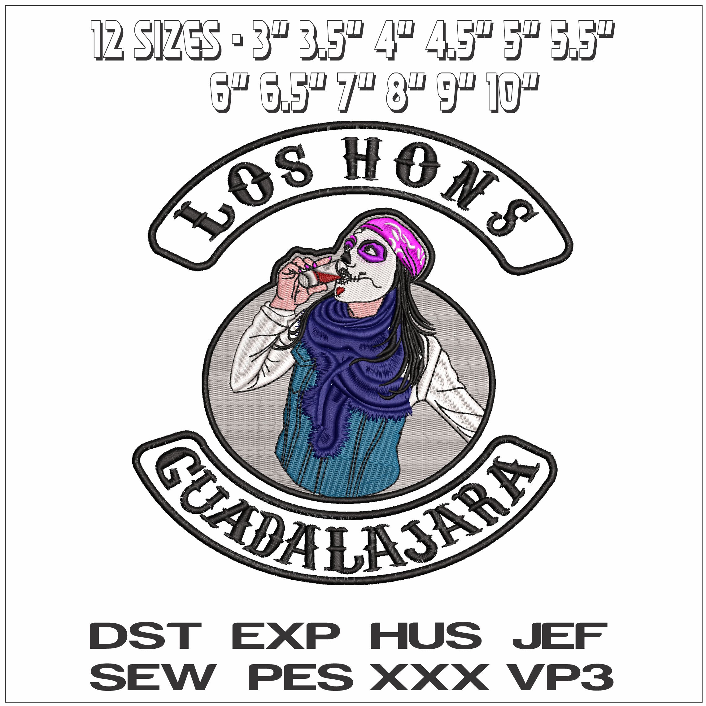 Los Hons Tequila- Elegant embroidery design file - instant download — view 2