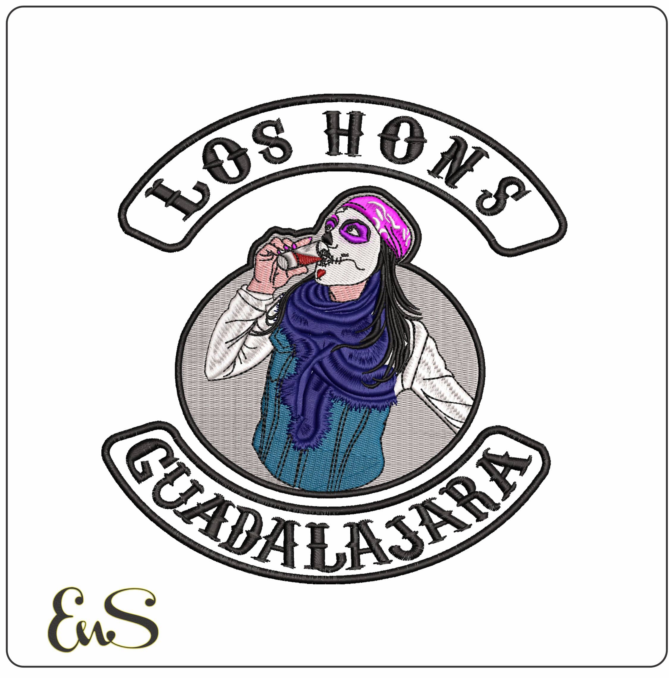 Los Hons Tequila- Elegant embroidery design file - instant download