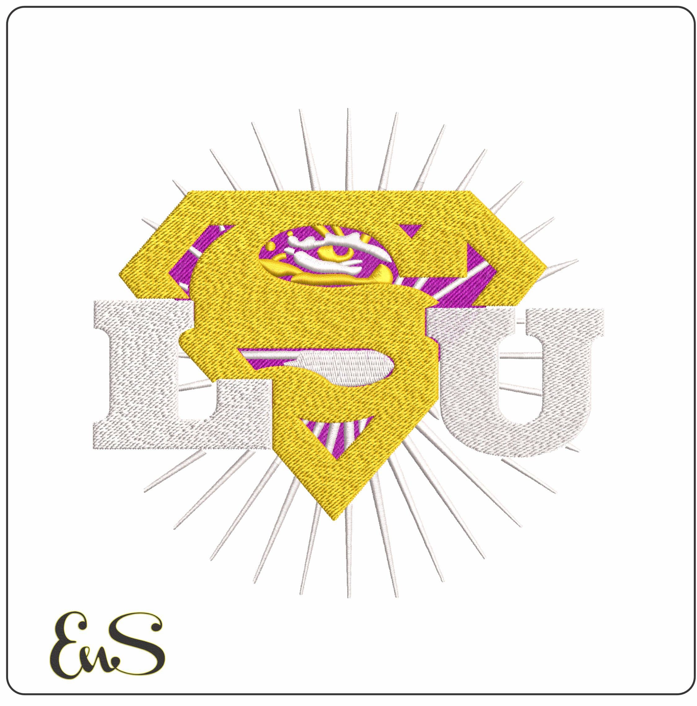 LSU Superman- Elegant embroidery design file - instant download