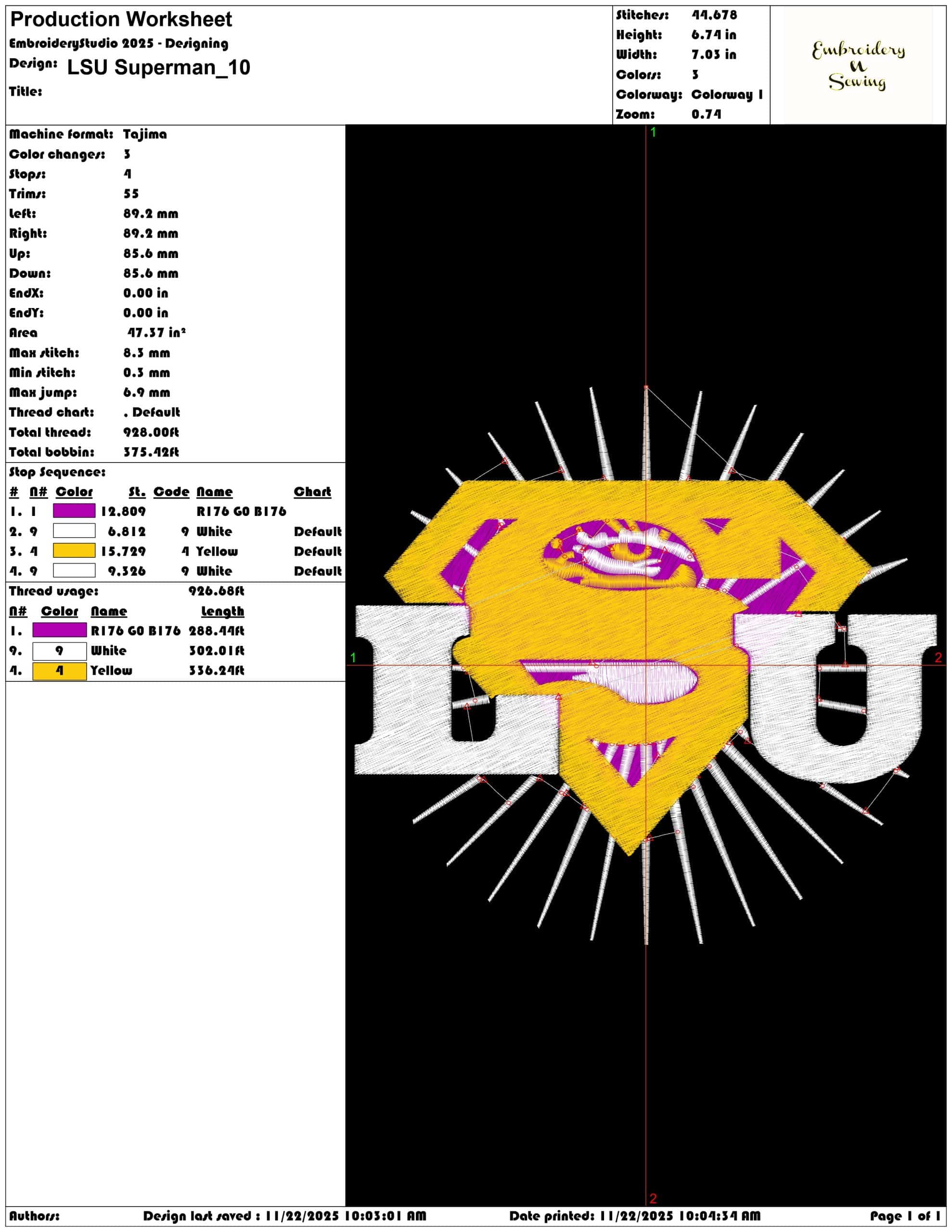 LSU Superman- Elegant embroidery design file - instant download — view 3